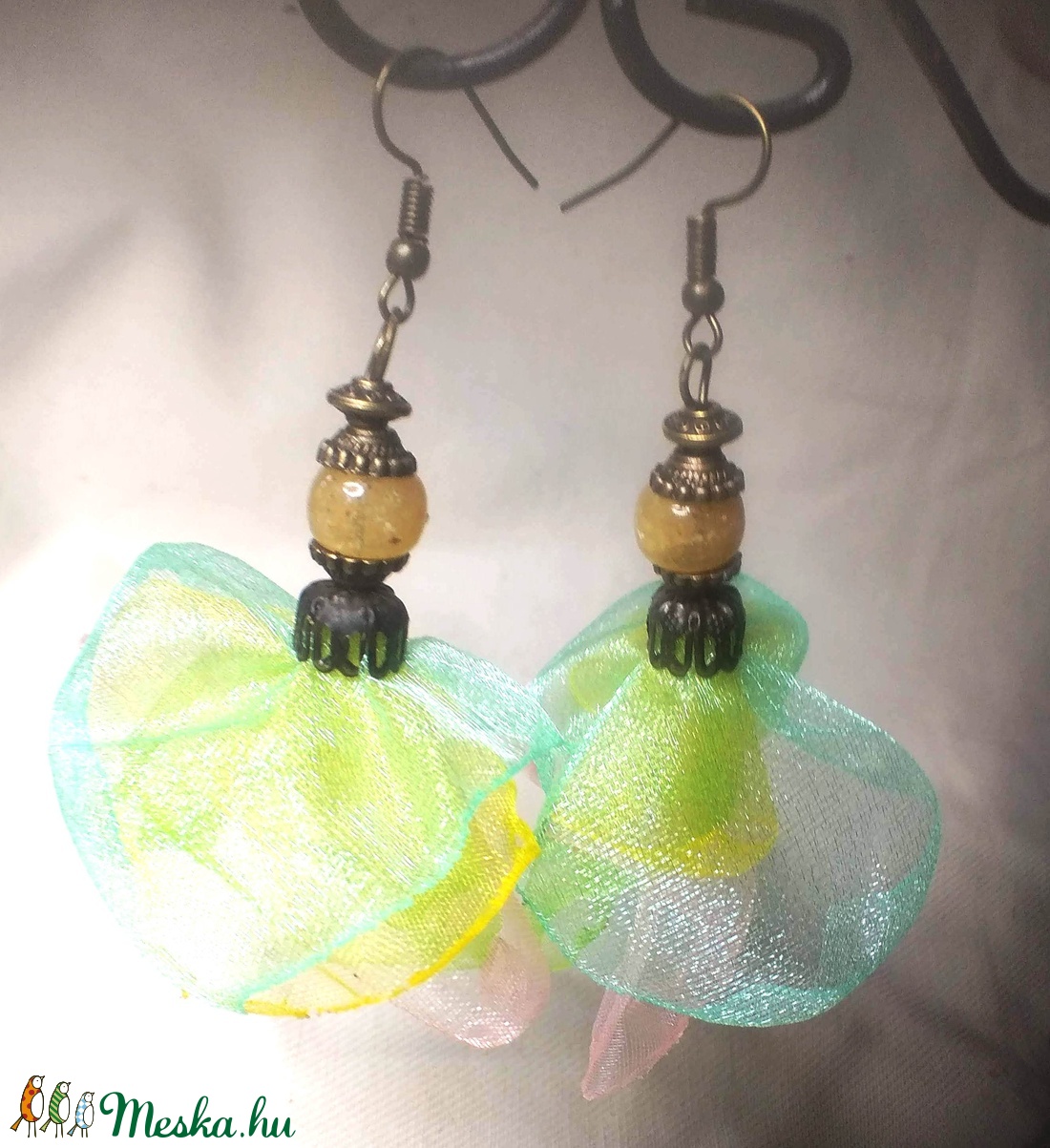 Szellő szárnyán (organza fülbevaló) - - Meska.hu Szellő szárnyán (organza fülbevaló) - - Meska.hu