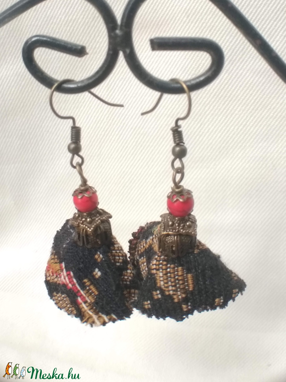 Karmazsin virág (textil fülbevaló) - - Meska.hu Karmazsin virág (textil fülbevaló) - - Meska.hu