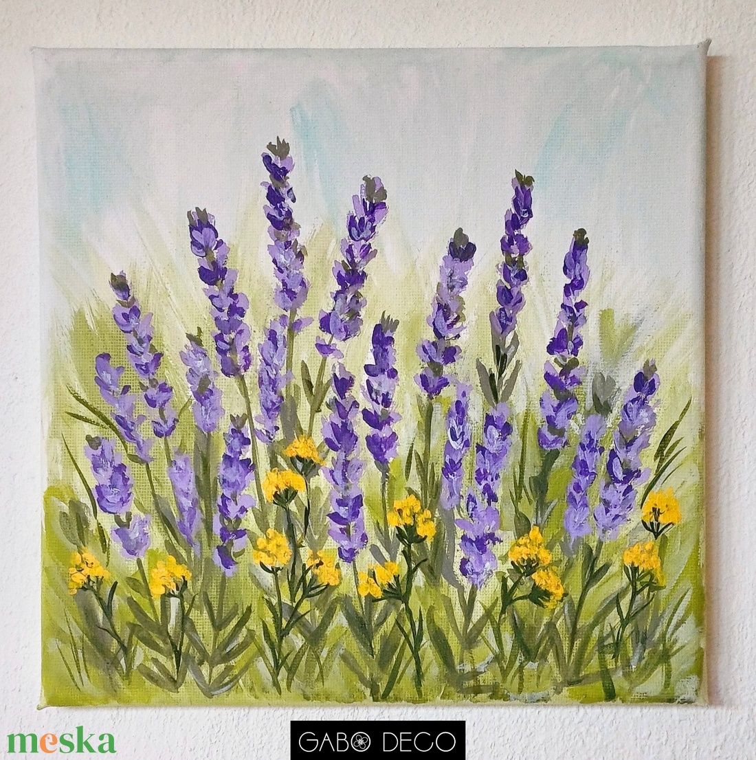 Virágmező, levendula mező, levendulás színes nyári akril festmény, vászonkép - művészet - festmény - akril - Meska.hu