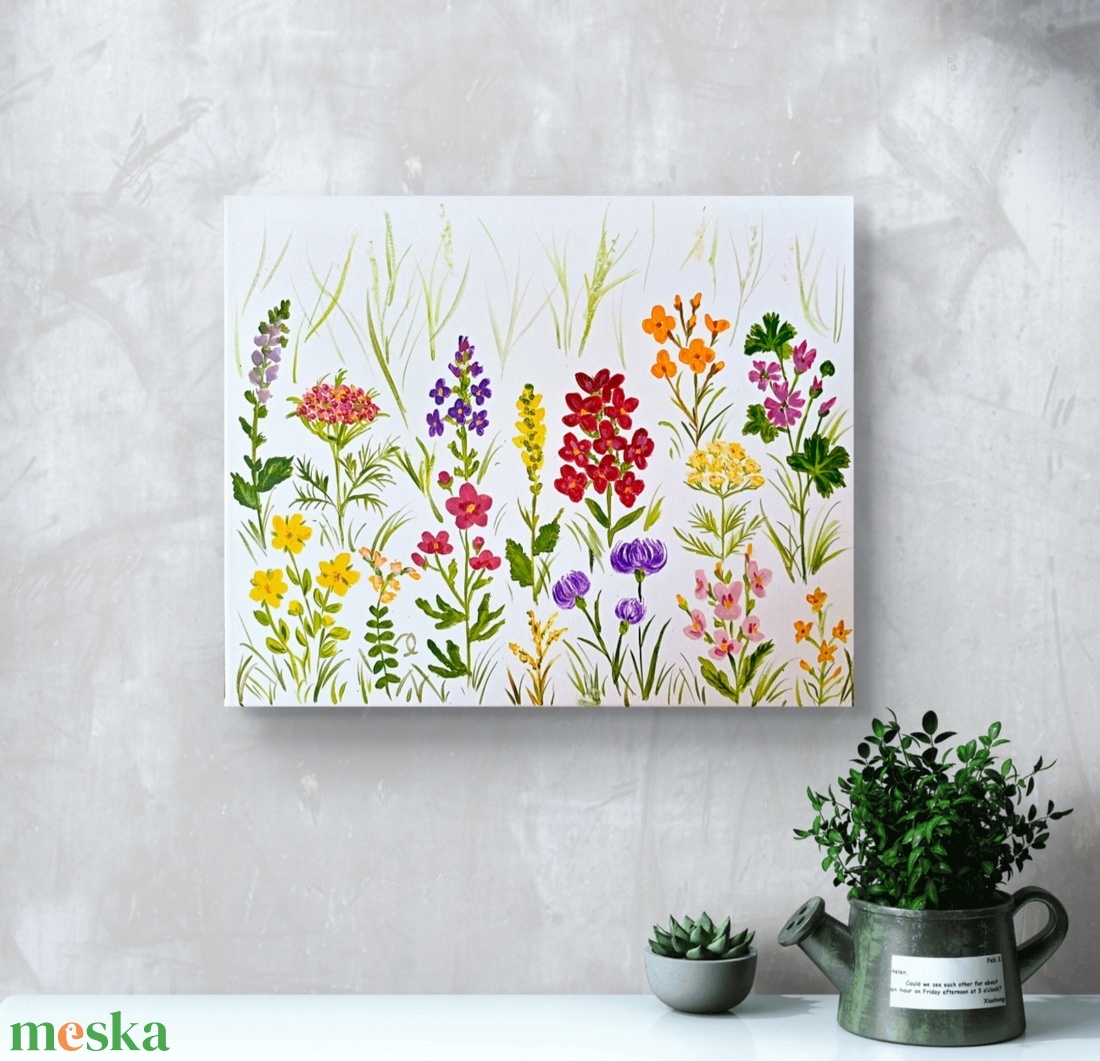 Vadvirágos, botanikai akril festmény, vászonkép - művészet - festmény - akril - Meska.hu
