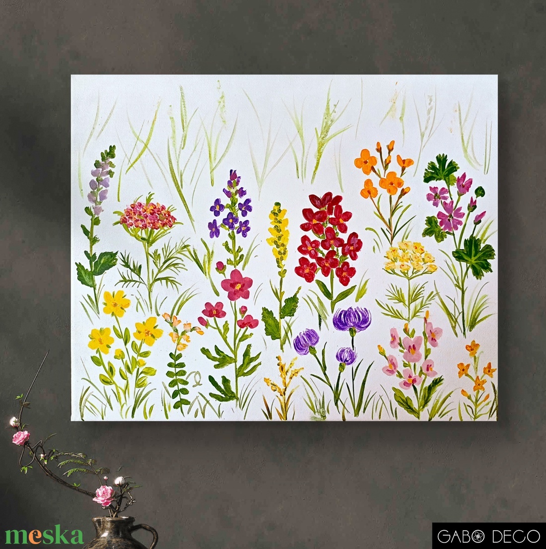 Vadvirágos, botanikai akril festmény, vászonkép - művészet - festmény - akril - Meska.hu