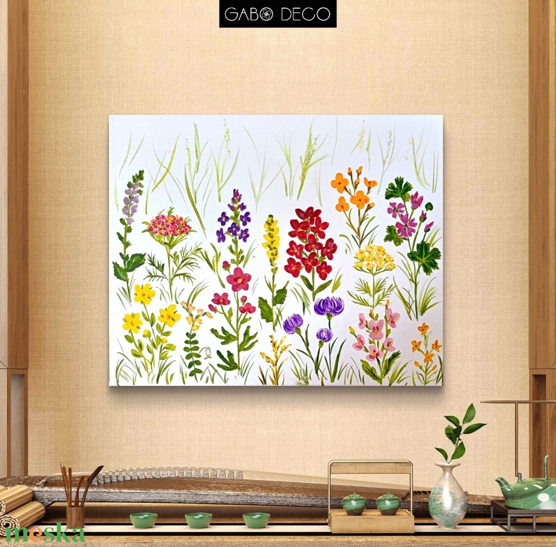 Vadvirágos, botanikai akril festmény, vászonkép - művészet - festmény - akril - Meska.hu