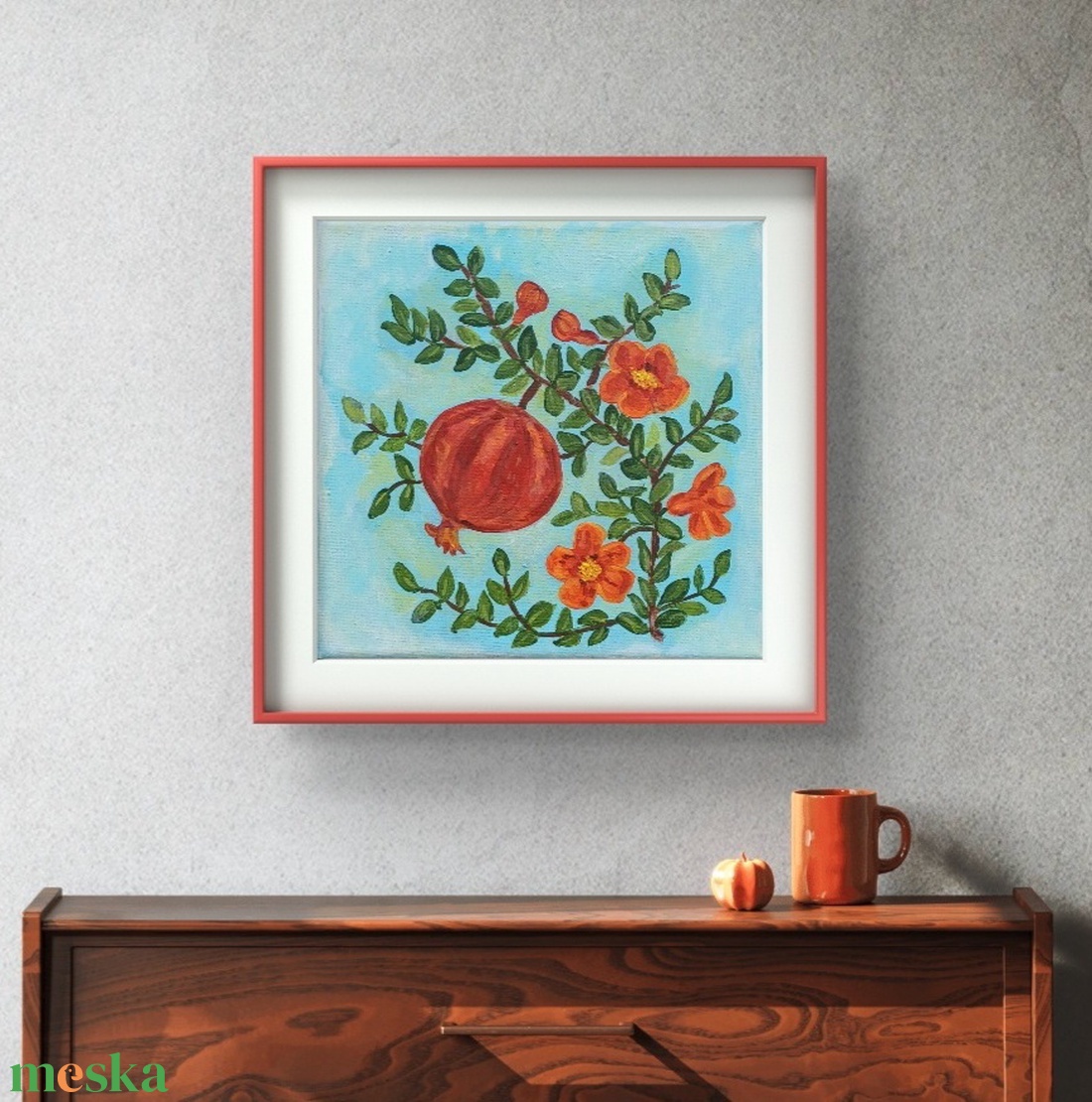 Gránátalma, mediterrán hangulatú akril festmény, vászonkép - művészet - festmény - akril - Meska.hu