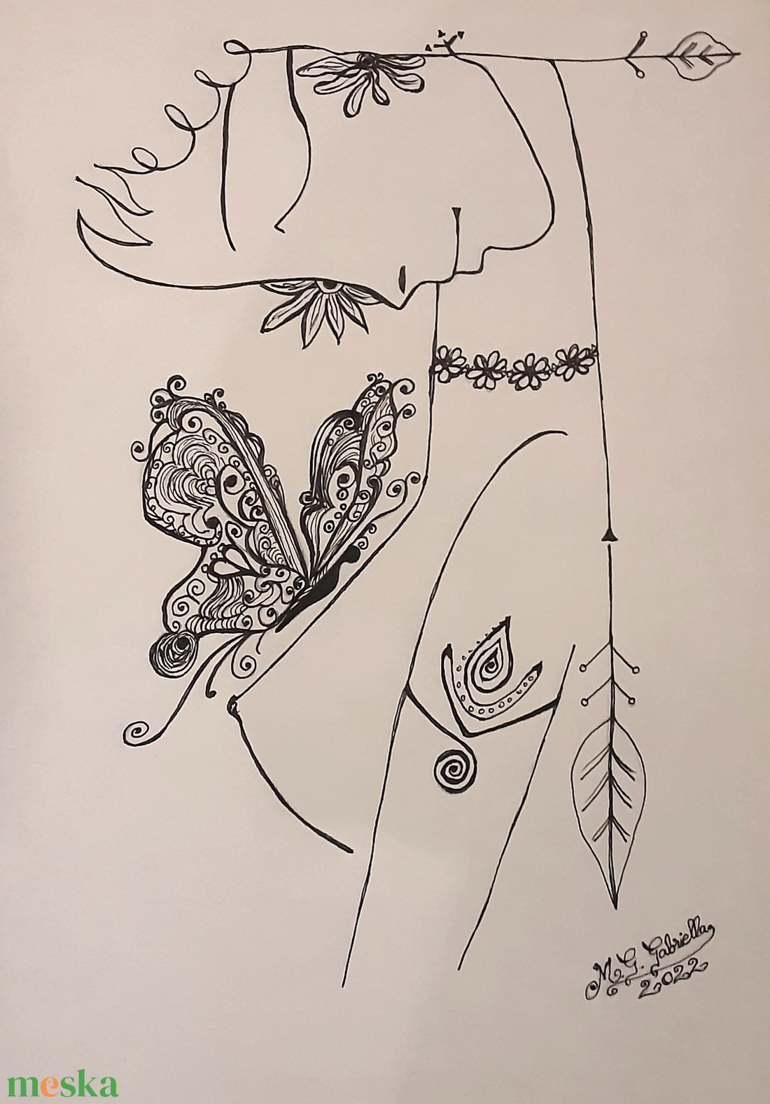 Tusrajz - Érintés - kézzel rajzolt, nem print! - művészet - grafika & illusztráció - tus - Meska.hu
