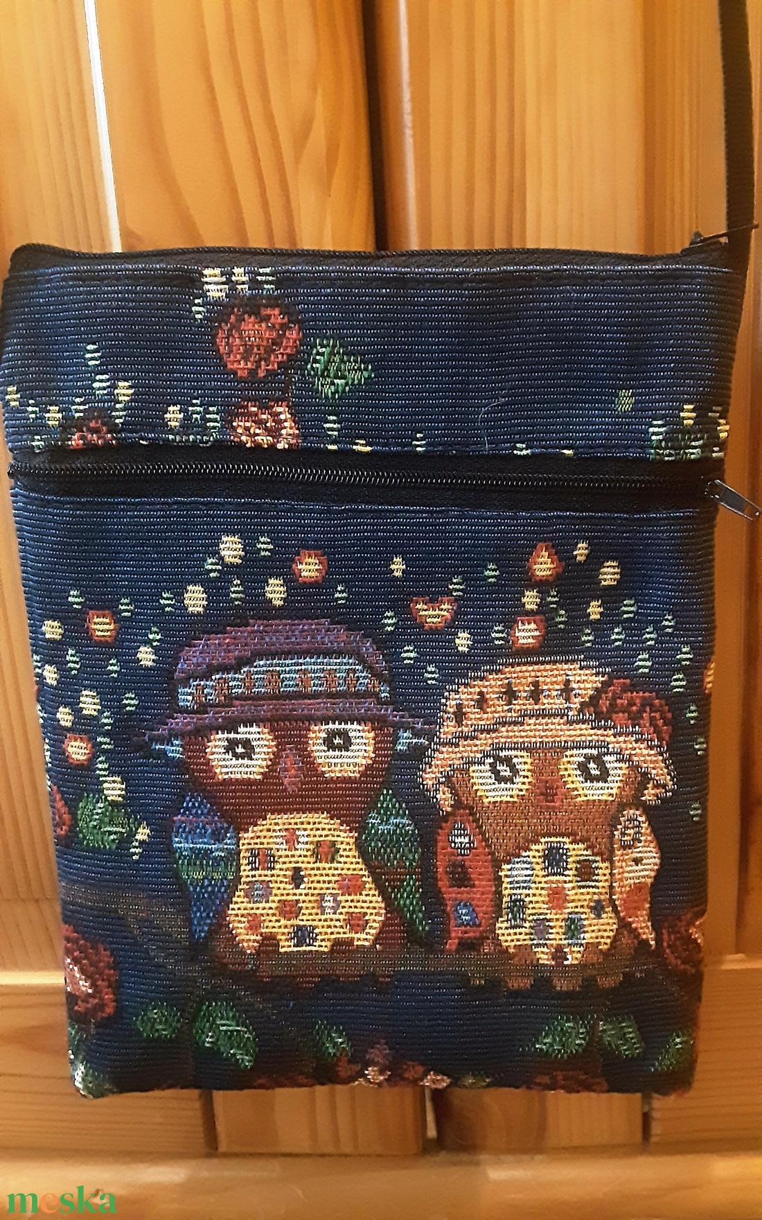 Bagoly mintás oldaltáska - táska & tok - kézitáska & válltáska - vállon átvethető táska - Meska.hu