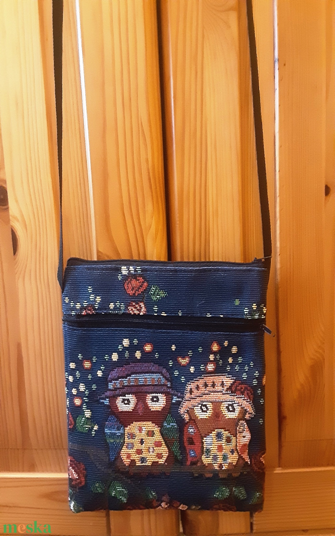 Bagoly mintás oldaltáska - táska & tok - kézitáska & válltáska - vállon átvethető táska - Meska.hu