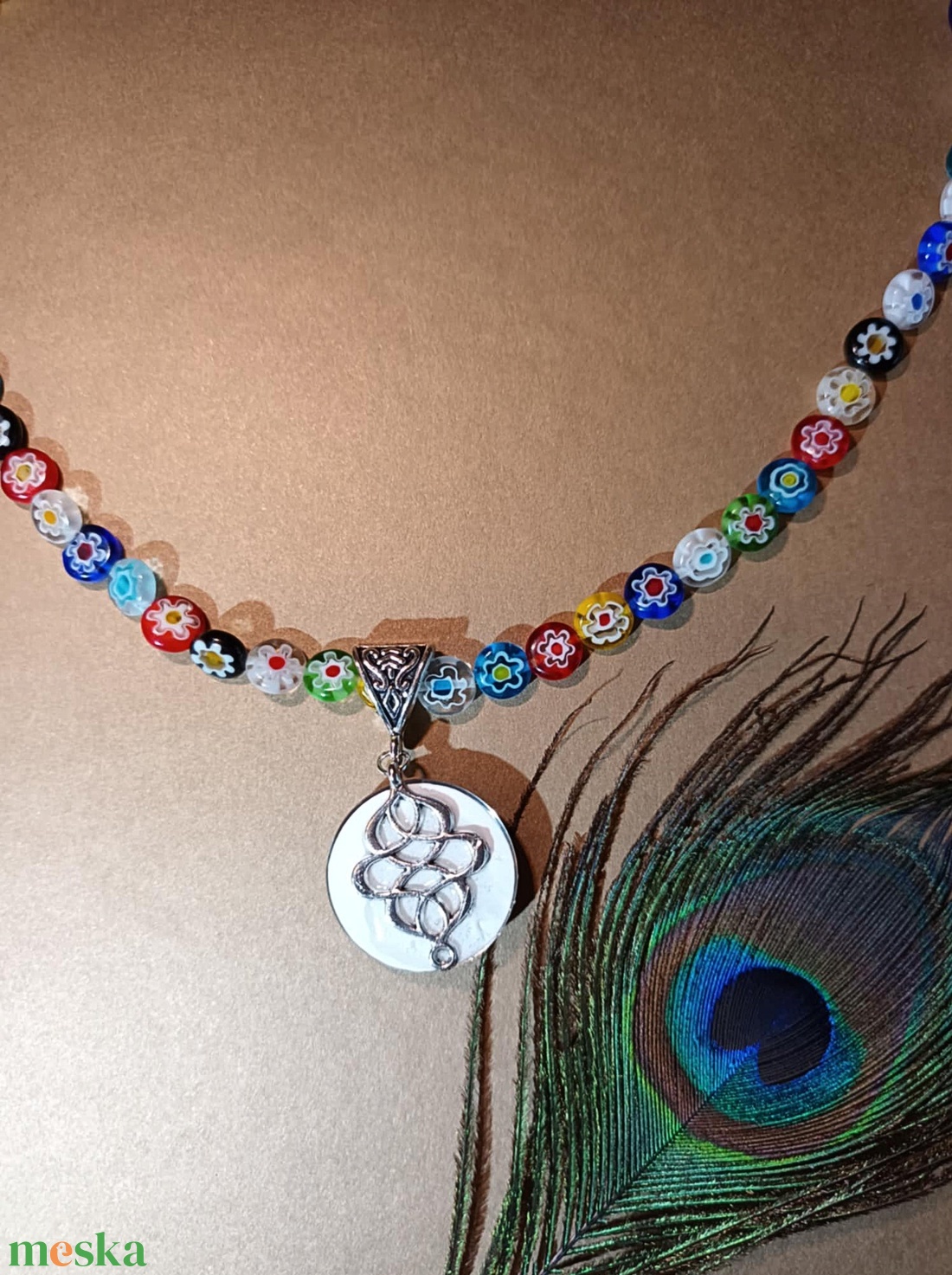 Millefiori kézműves lámpagyöngy nyaklánc medállal - ékszer - nyaklánc - medálos nyaklánc - Meska.hu Millefiori kézműves lámpagyöngy nyaklánc medállal - ékszer - nyaklánc - medálos nyaklánc - Meska.hu