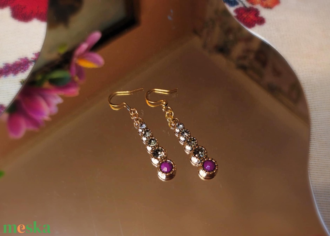 Charlotte  színátmenetes strasszos fülbevaló - ékszer - fülbevaló - lógó fülbevaló - Meska.hu
