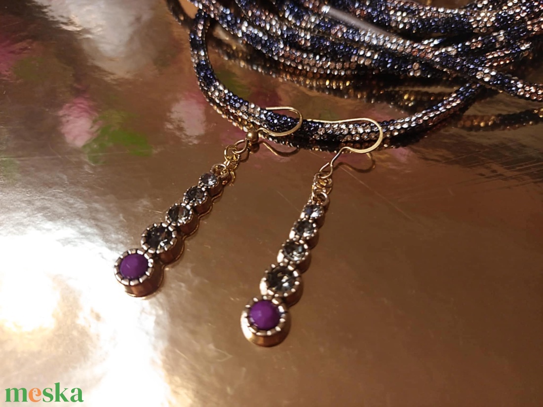 Charlotte  színátmenetes strasszos fülbevaló - ékszer - fülbevaló - lógó fülbevaló - Meska.hu