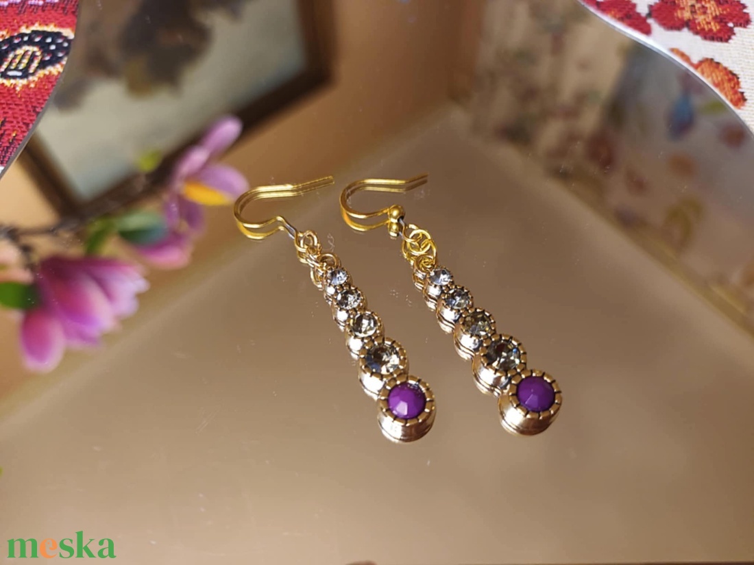 Charlotte  színátmenetes strasszos fülbevaló - ékszer - fülbevaló - lógó fülbevaló - Meska.hu