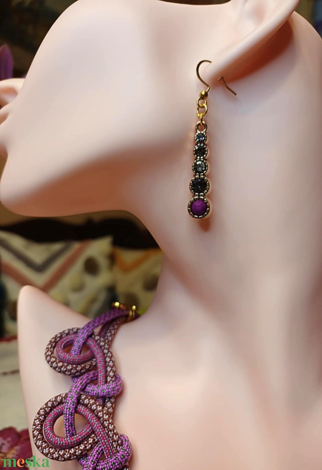 Charlotte  színátmenetes strasszos fülbevaló - ékszer - fülbevaló - lógó fülbevaló - Meska.hu