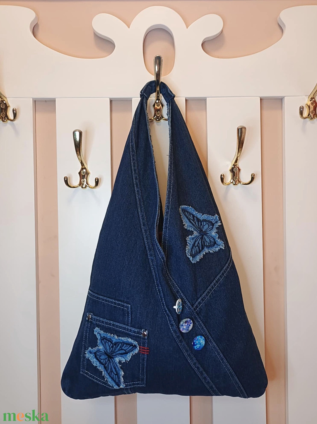 Denim farmer shopper táska - táska & tok - bevásárlás & shopper táska - shopper, textiltáska, szatyor - Meska.hu