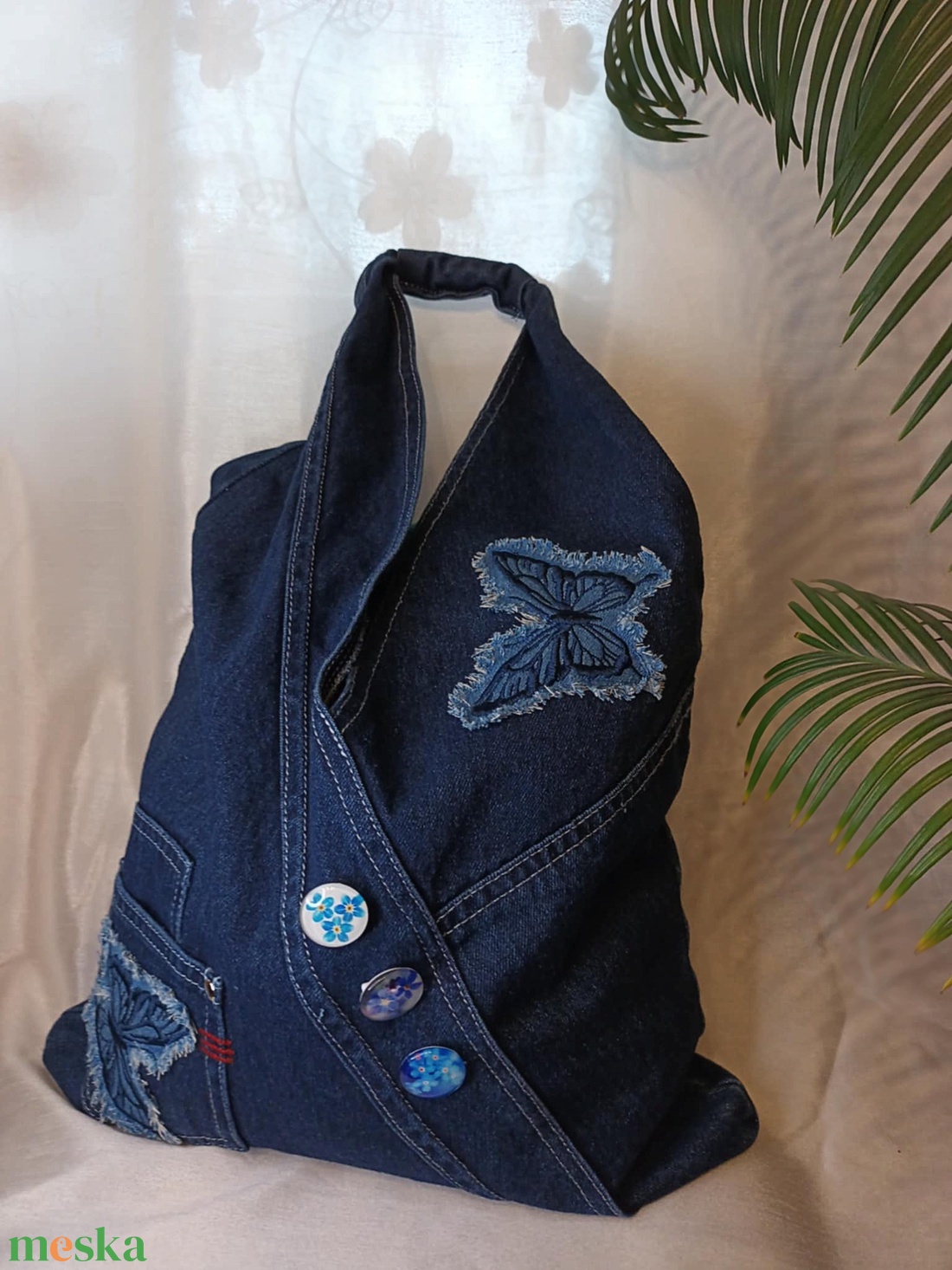 Denim farmer shopper táska - táska & tok - bevásárlás & shopper táska - shopper, textiltáska, szatyor - Meska.hu