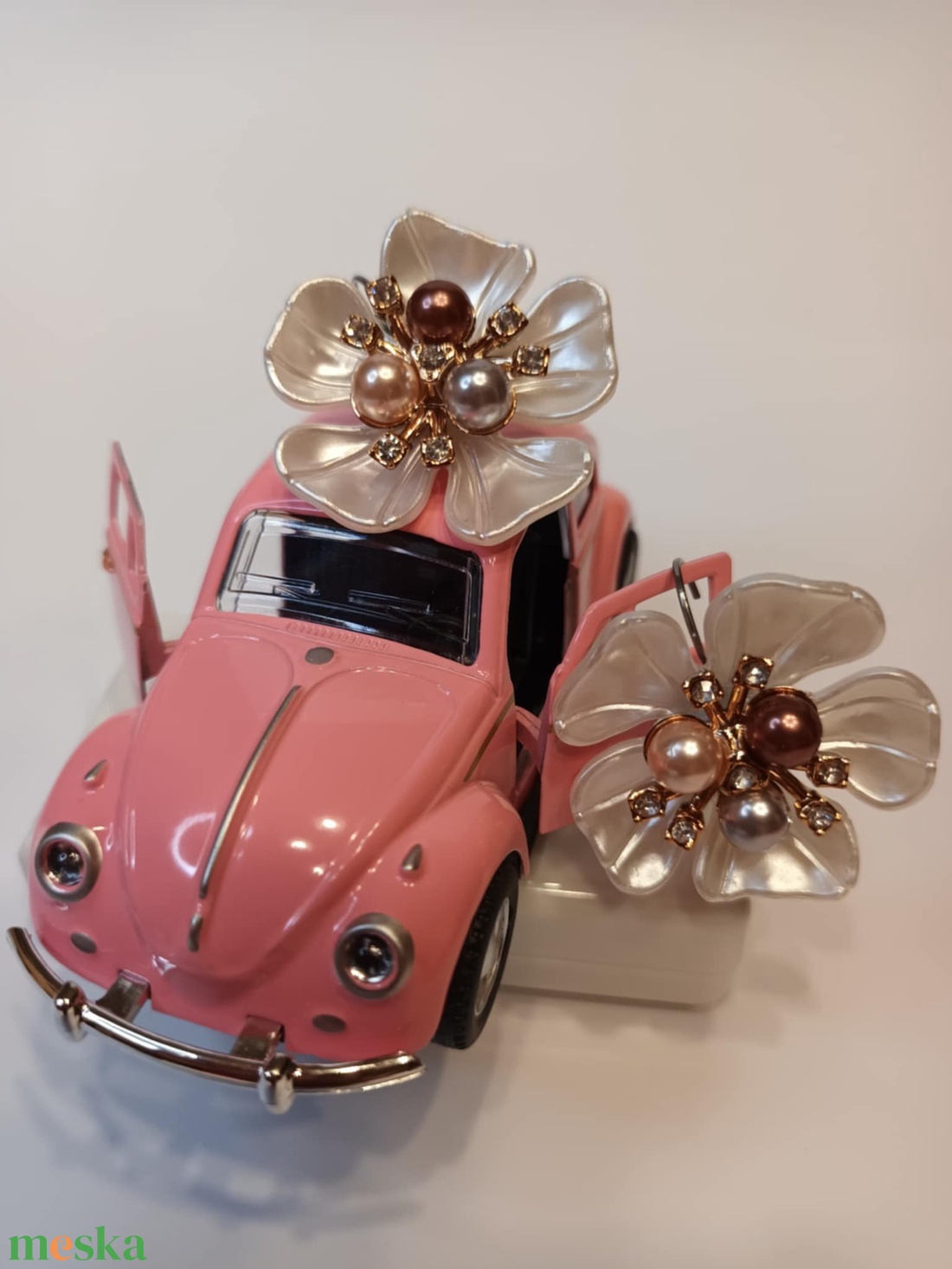 Febónia gyöngyös virág fülbevaló - ékszer - fülbevaló - lógó fülbevaló - Meska.hu