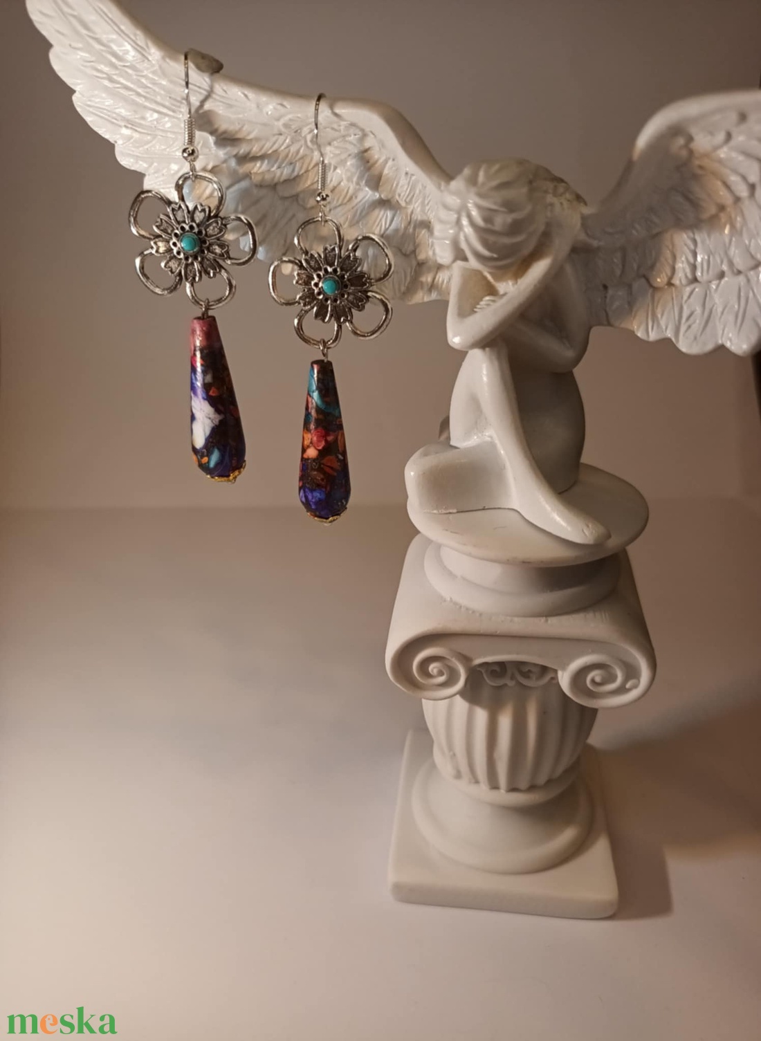 Bohém ásványos fülbevaló - ékszer - fülbevaló - lógó csepp fülbevaló - Meska.hu