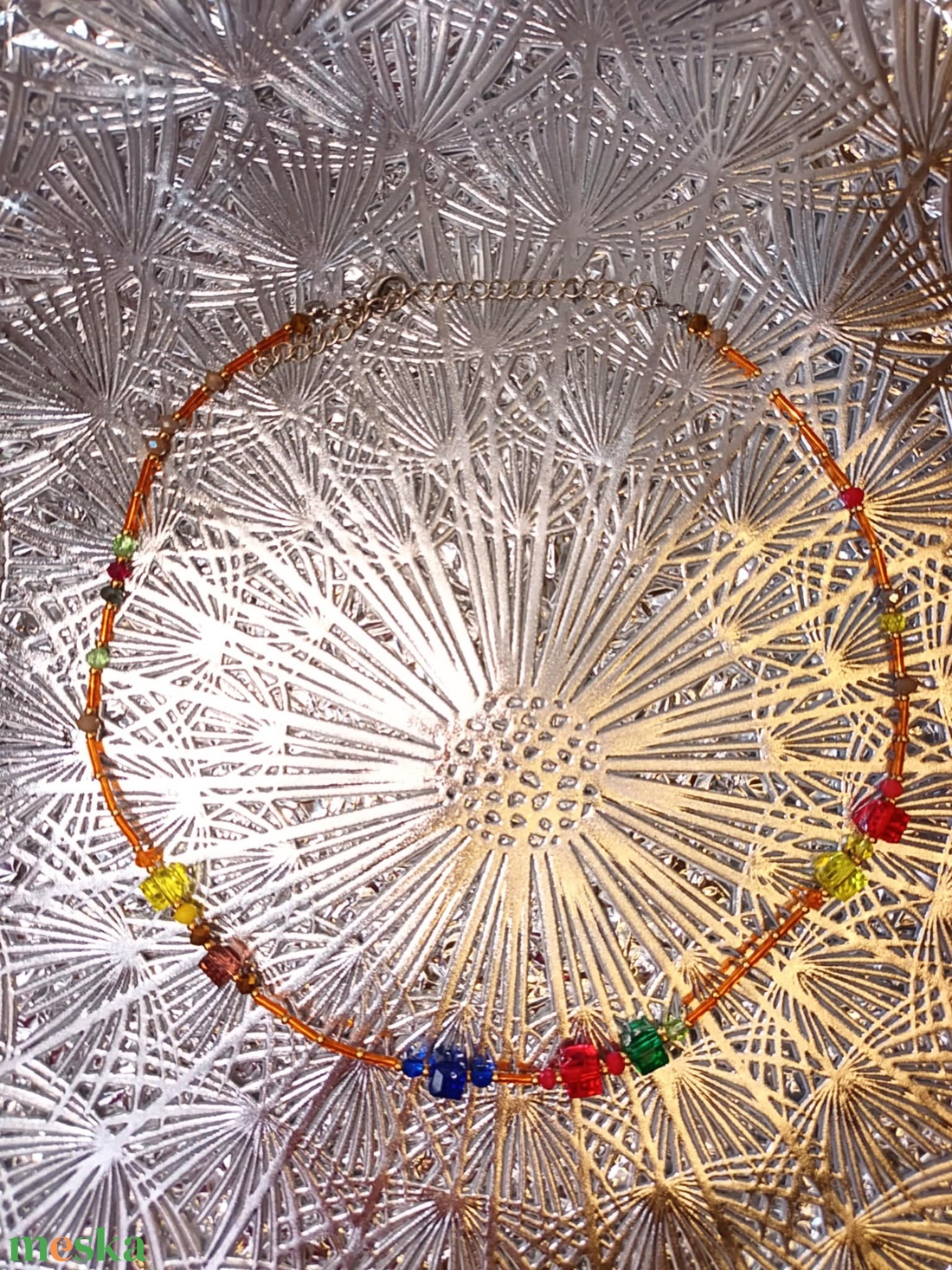 Modern geometrikus nyaklánc fazettált gyöngyökkel - ékszer - nyaklánc - cameo nyaklánc - Meska.hu