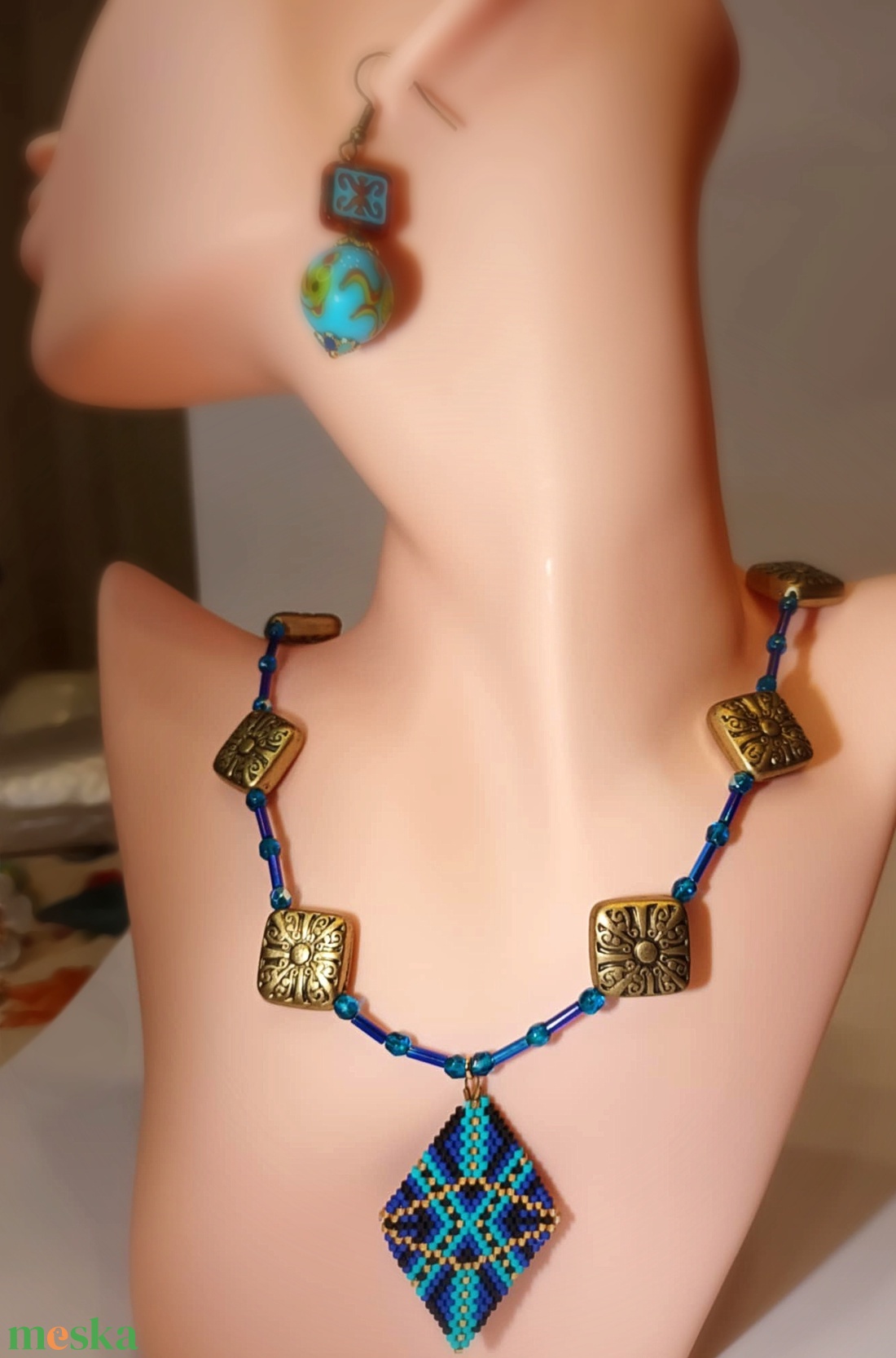 Etno-Chic gyöngyékszer szett � Türkiz és Bronz Harmónia - ékszer - ékszerszett - Meska.hu