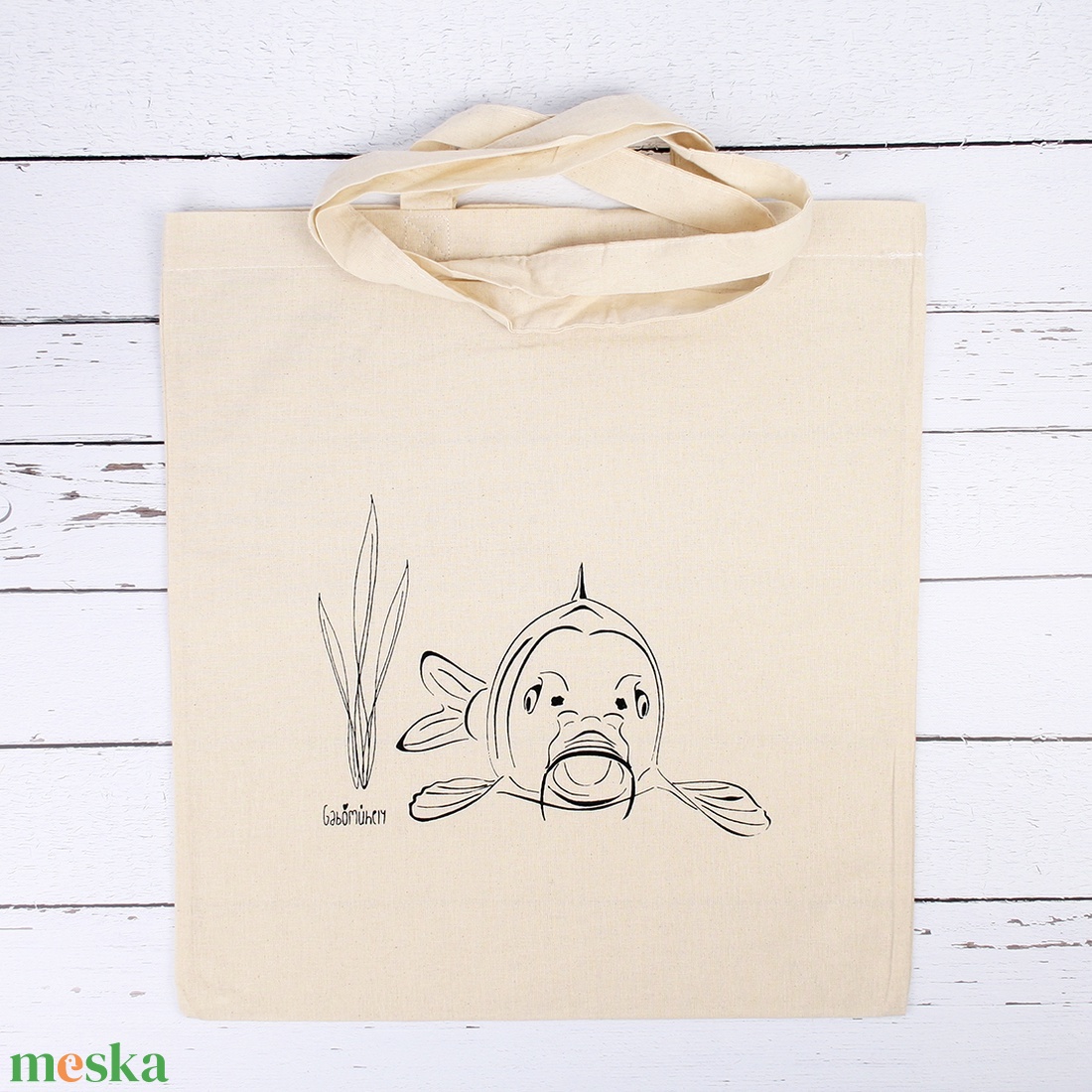 Vászon táska-pontyos - táska & tok - bevásárlás & shopper táska - shopper, textiltáska, szatyor - Meska.hu