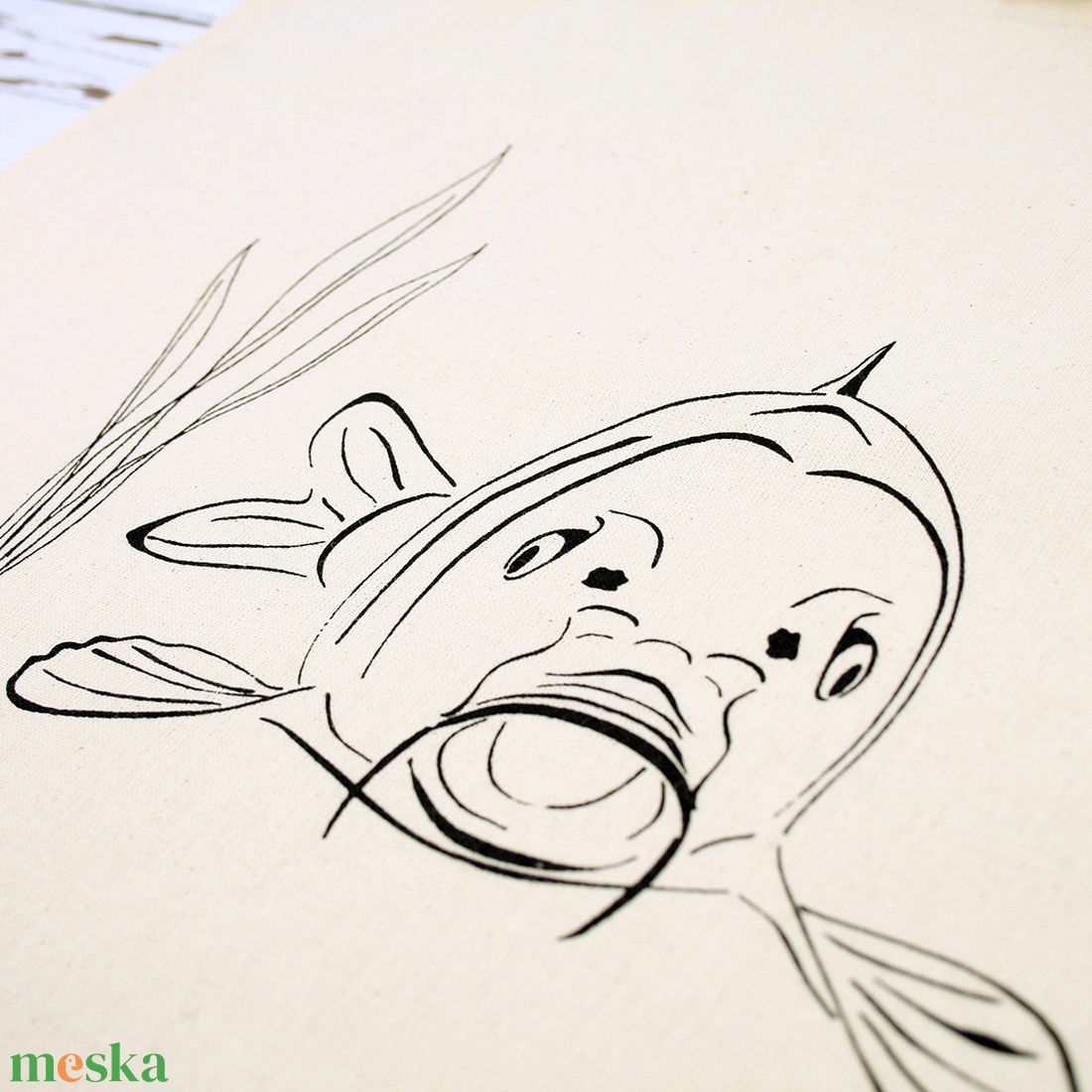 Vászon táska-pontyos - táska & tok - bevásárlás & shopper táska - shopper, textiltáska, szatyor - Meska.hu