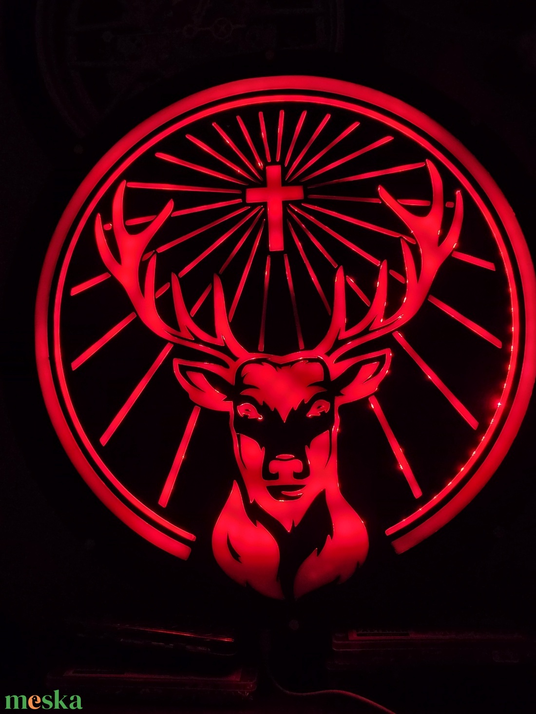 RGB LED szarvas falidekor - világító akril design - otthon & életmód - dekoráció - fali és függő dekoráció - falra akasztható dekor - Meska.hu