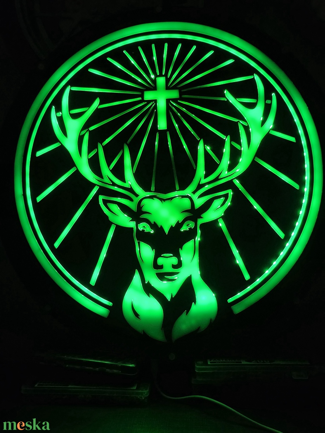 RGB LED szarvas falidekor - világító akril design - otthon & életmód - dekoráció - fali és függő dekoráció - falra akasztható dekor - Meska.hu