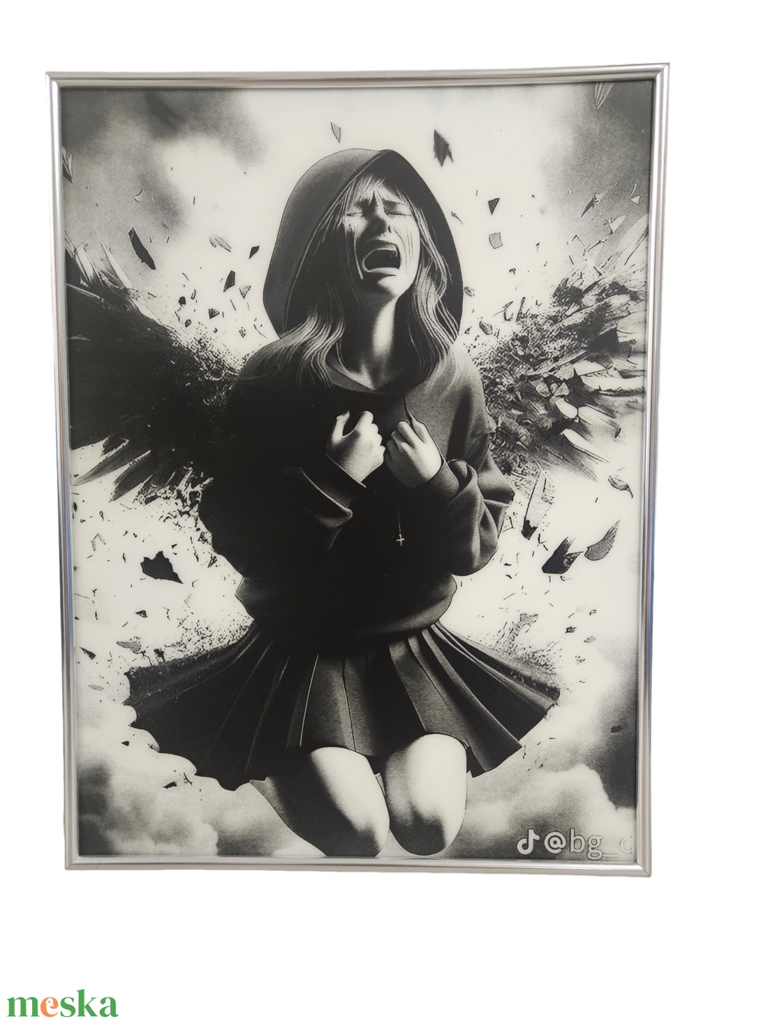 Gravírozott üveg falikép - dark art portré - otthon & életmód - dekoráció - kép & falikép - táblakép - Meska.hu