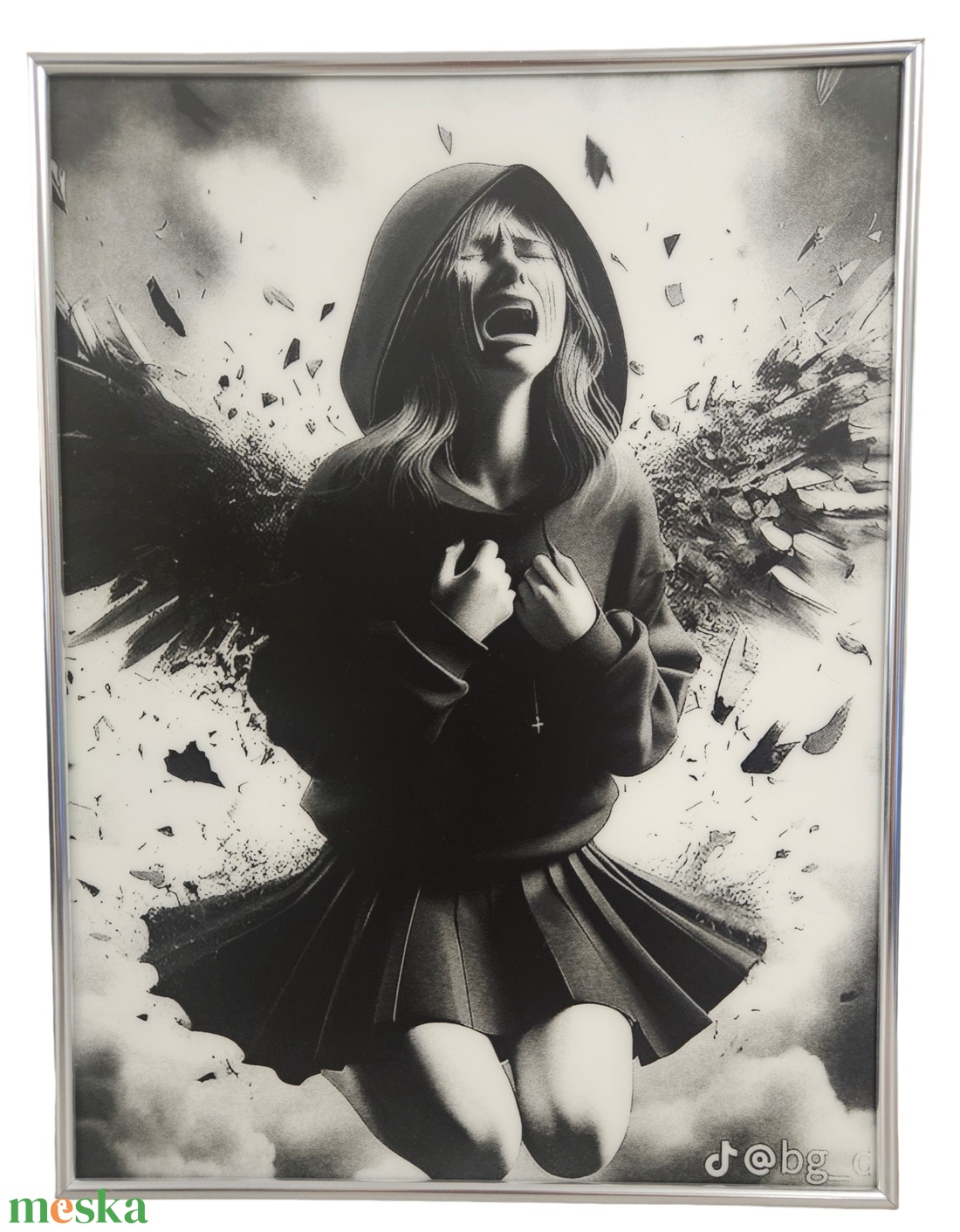 Gravírozott üveg falikép - dark art portré - otthon & életmód - dekoráció - kép & falikép - táblakép - Meska.hu