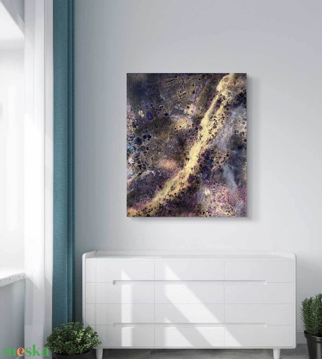 Gold-Red galaxy 46cm X 55cm akril, epoxy kép - művészet - festmény - festmény vegyes technika - Meska.hu