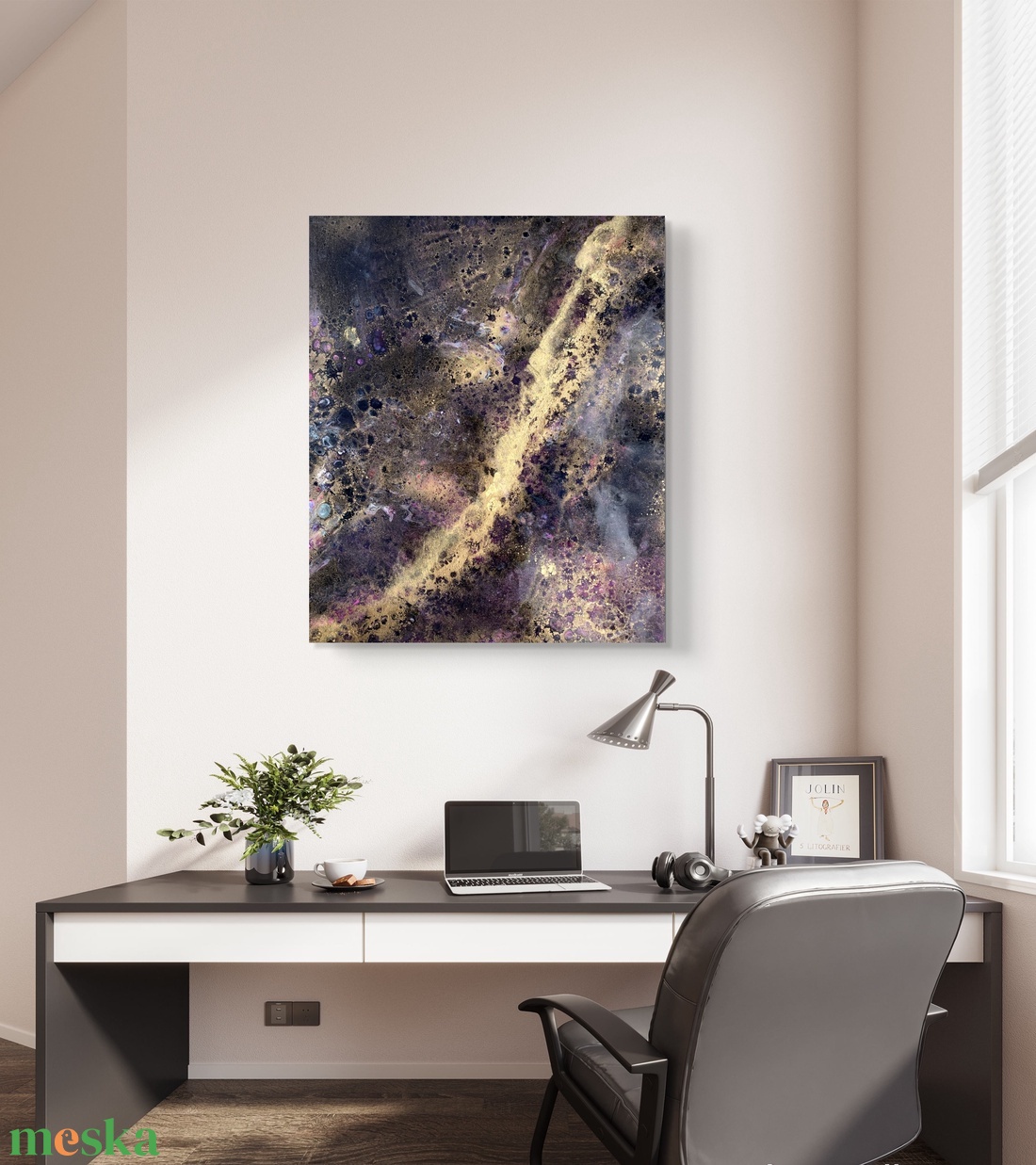 Gold-Red galaxy 46cm X 55cm akril, epoxy kép - művészet - festmény - festmény vegyes technika - Meska.hu