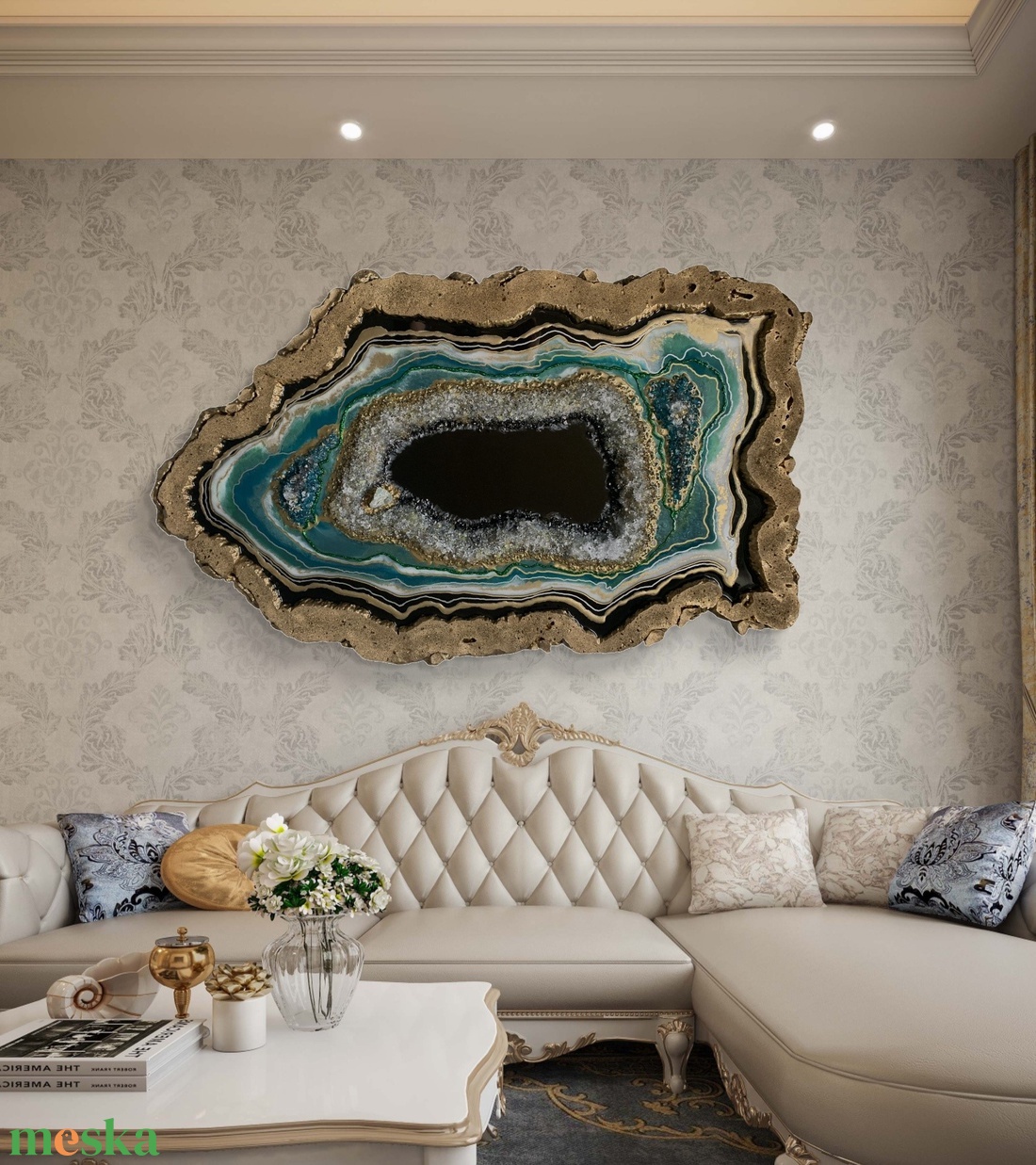 Smaragd-green geode 103cm x 62cm epoxy gyanta egyedi geoda falikép - művészet - festmény - festmény vegyes technika - Meska.hu Smaragd-green geode 103cm x 62cm epoxy gyanta egyedi geoda falikép - művészet - festmény - festmény vegyes technika - Meska.hu