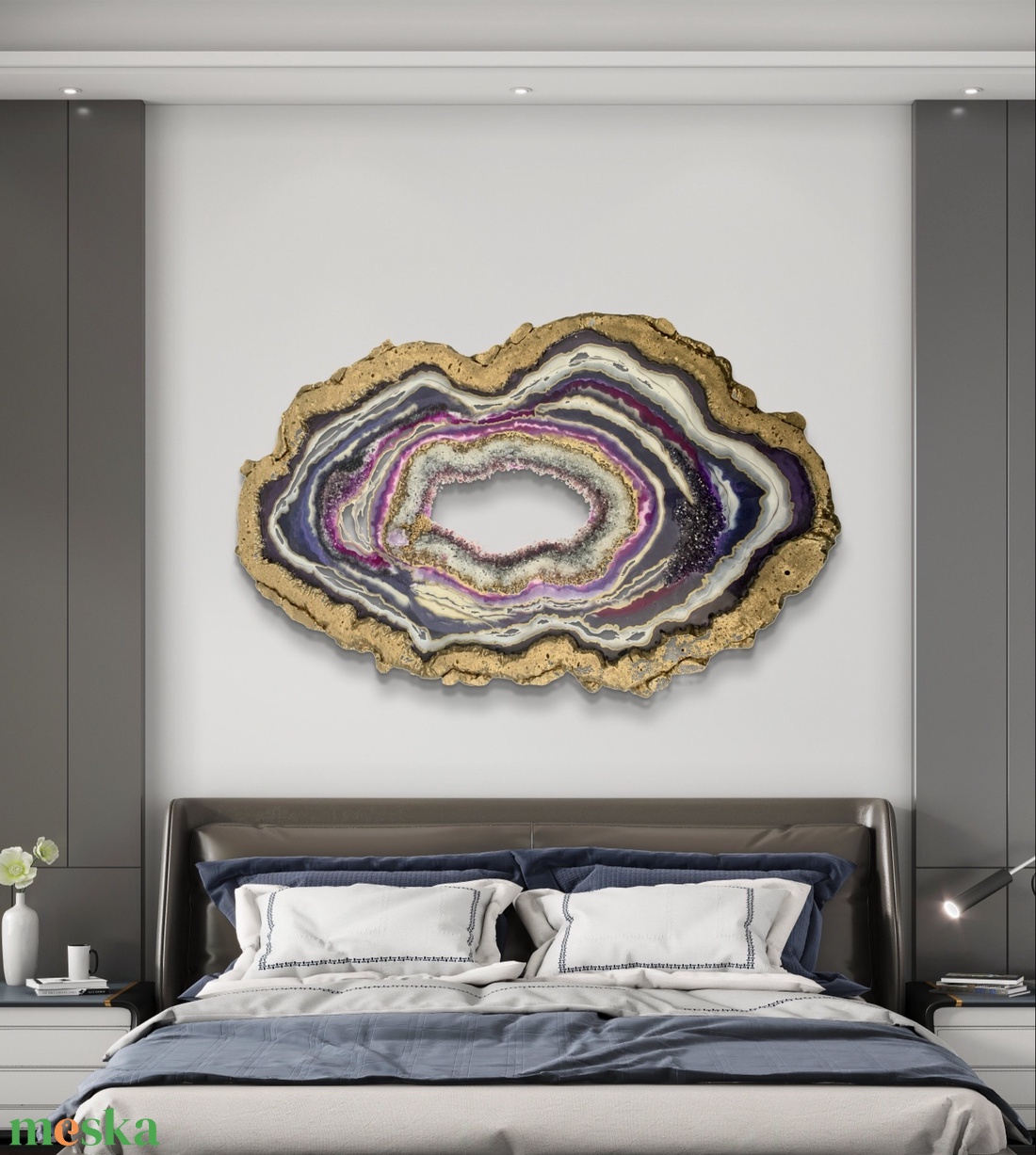 Amethyst 106cm x 63cm epoxy gyanta egyedi geoda falikép - művészet - festmény - festmény vegyes technika - Meska.hu Amethyst 106cm x 63cm epoxy gyanta egyedi geoda falikép - művészet - festmény - festmény vegyes technika - Meska.hu