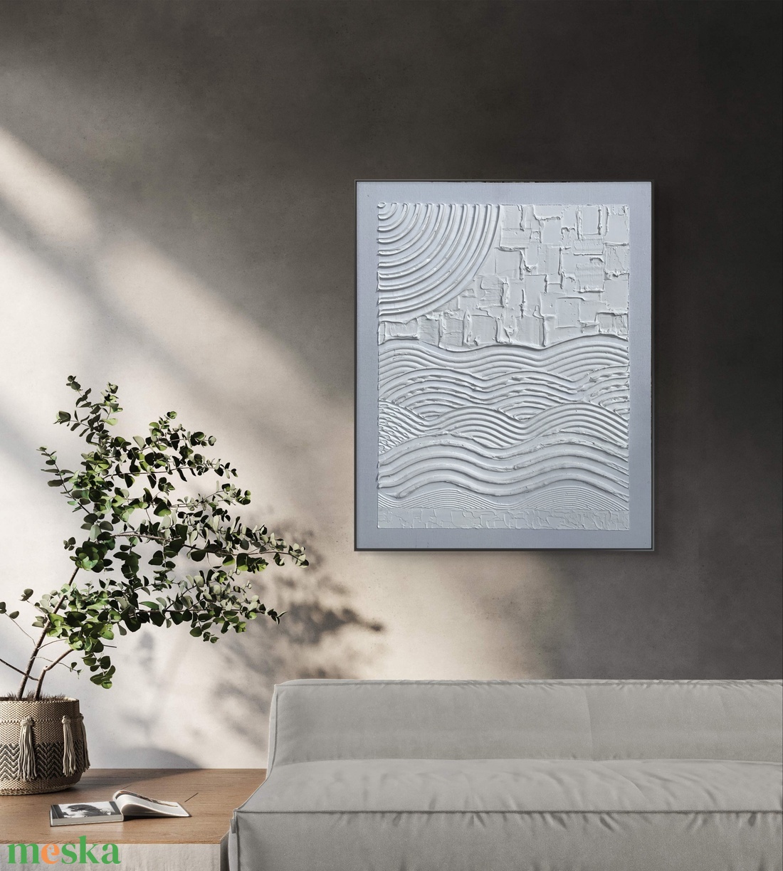 White nature 40cm x 50cm texturált festmény, vegyes technika - művészet - festmény - festmény vegyes technika - Meska.hu