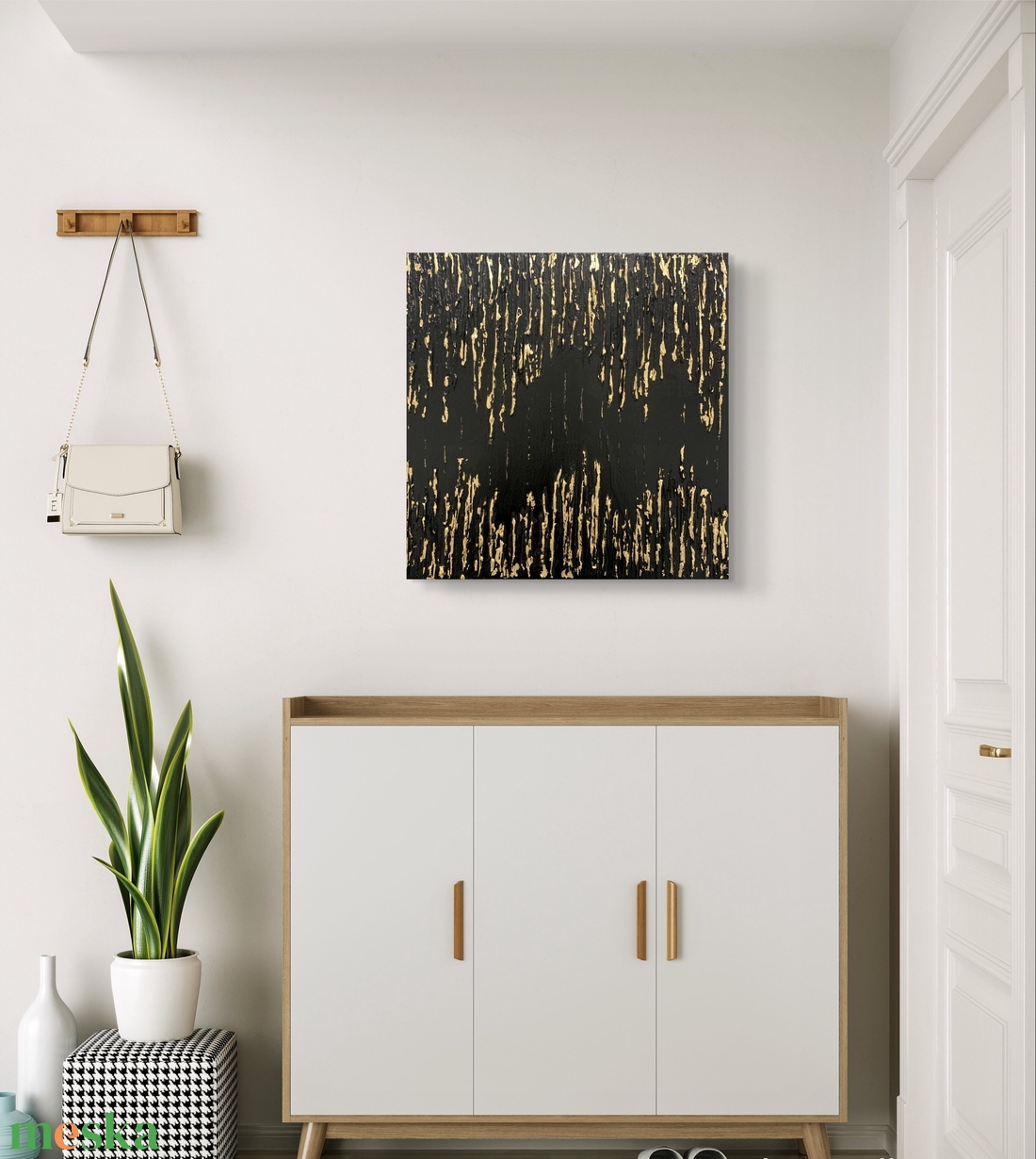  Golden dripstone 40cm x 40 cm texturált absztrakt festmény - művészet - festmény - festmény vegyes technika - Meska.hu