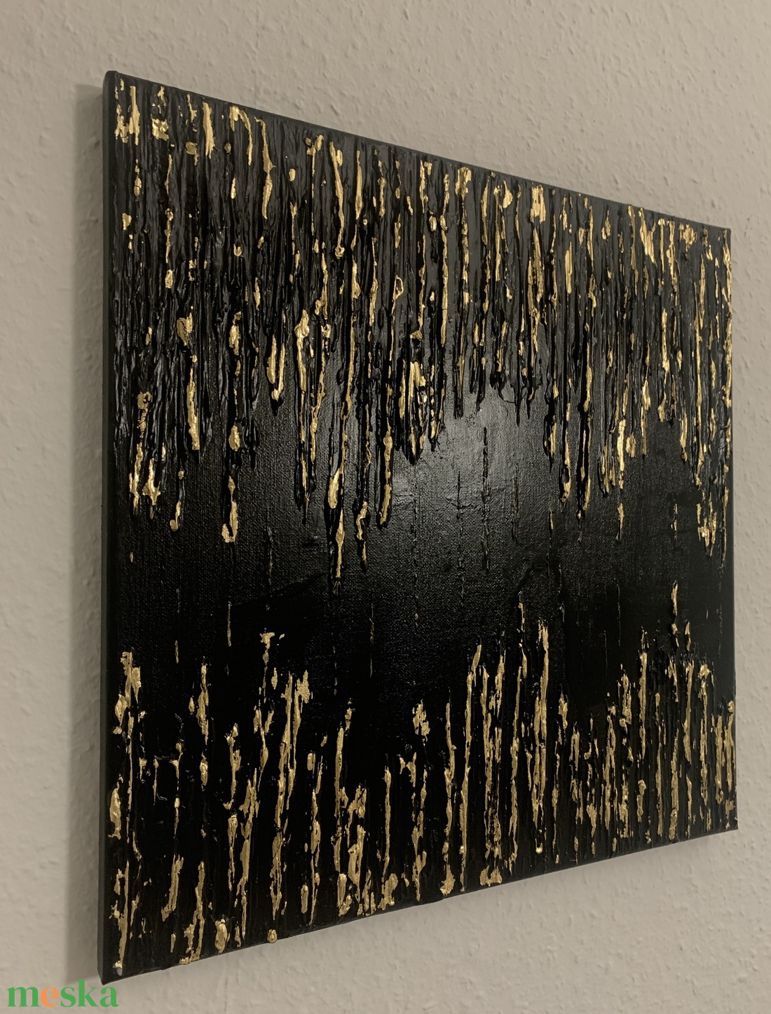  Golden dripstone 40cm x 40 cm texturált absztrakt festmény - művészet - festmény - festmény vegyes technika - Meska.hu