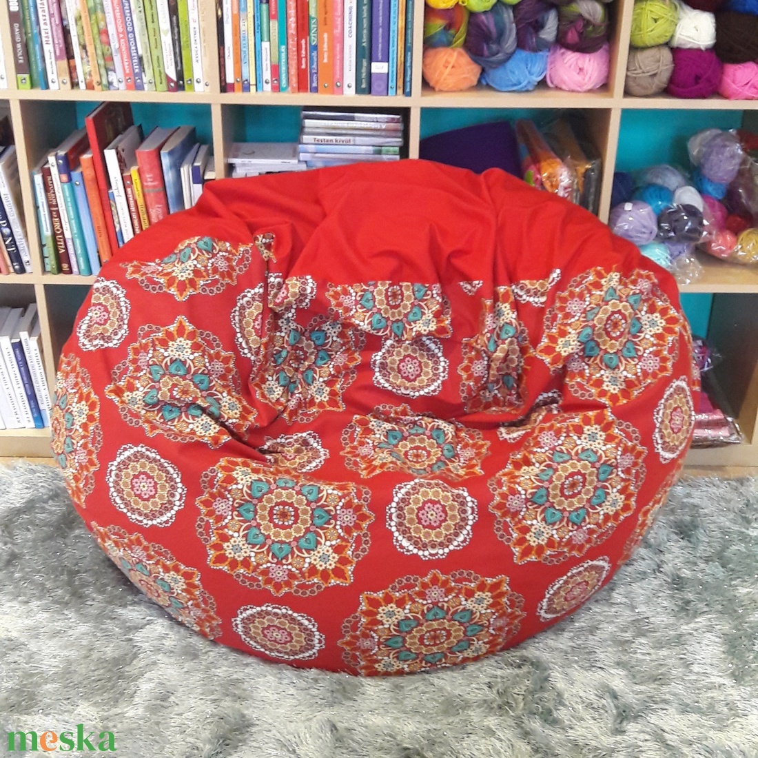 Multifunkcionális babzsák piros-mandalás  -  - Meska.hu