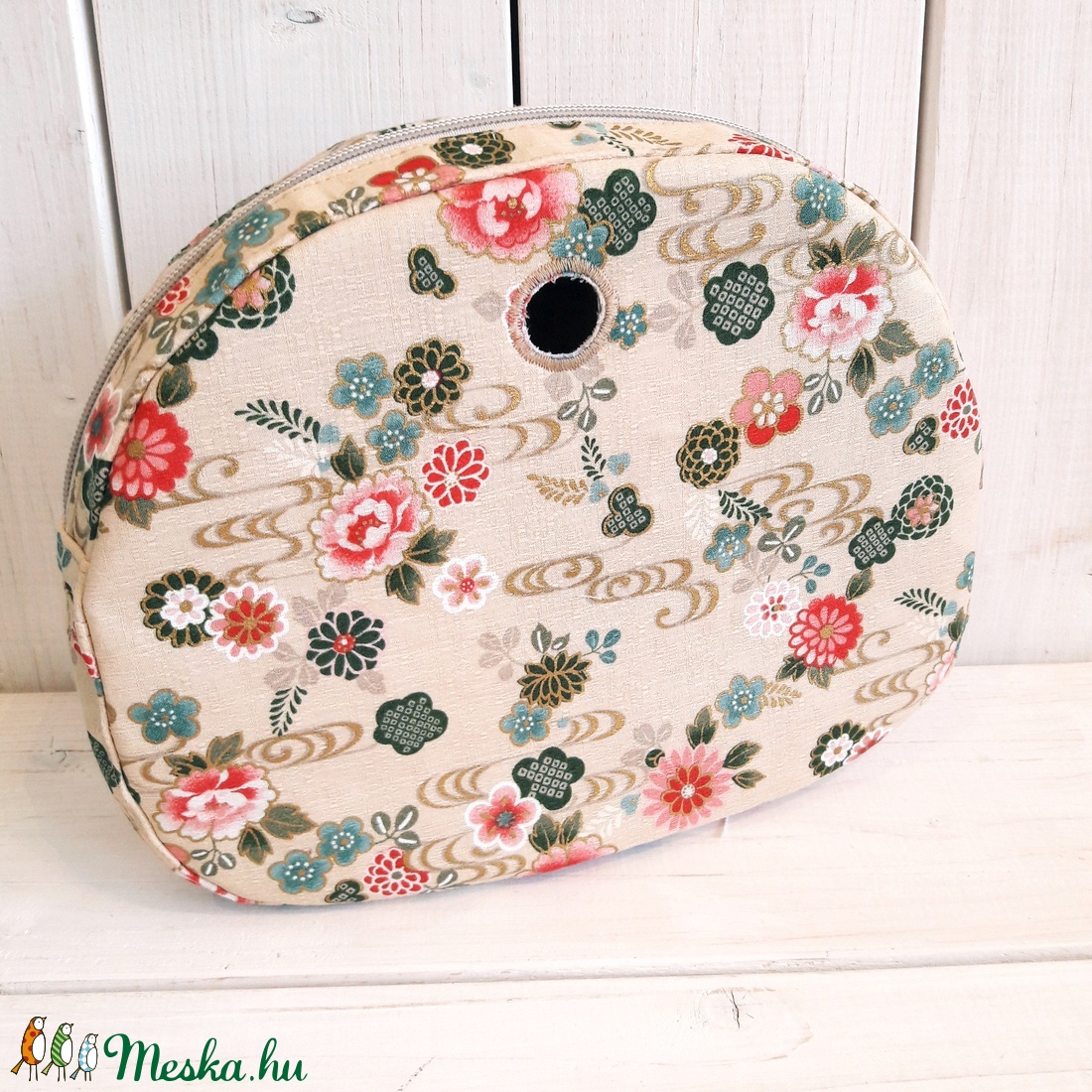Obag táska belső, moon light, beige alapon virágos -  - Meska.hu