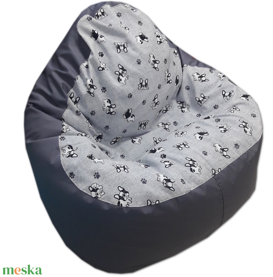 Szürke-bulldogos babzsákfotel relax felnőtt - otthon & életmód - bútor - babzsákfotel - Meska.hu