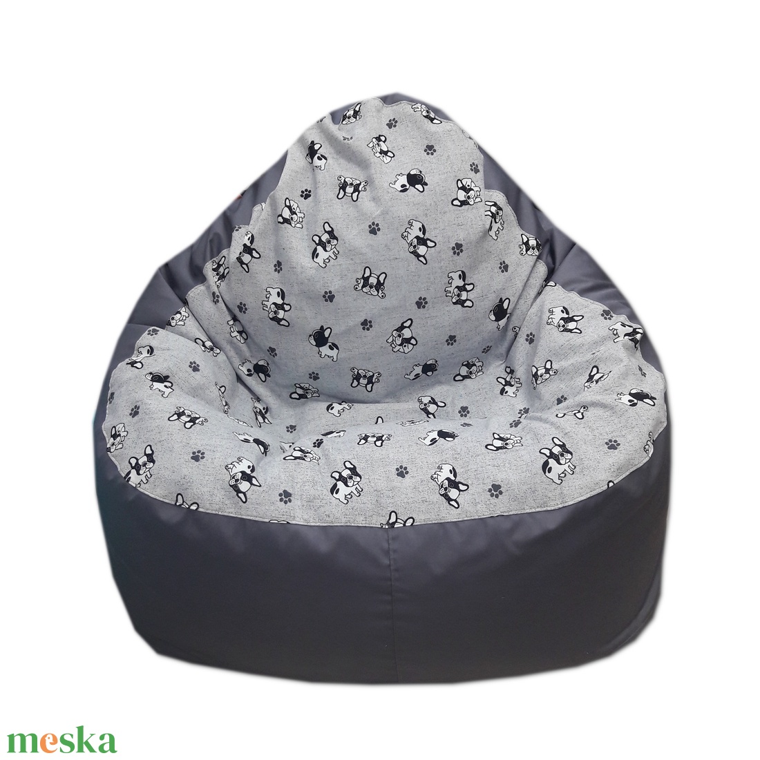 Szürke-bulldogos babzsákfotel relax felnőtt - otthon & életmód - bútor - babzsákfotel - Meska.hu
