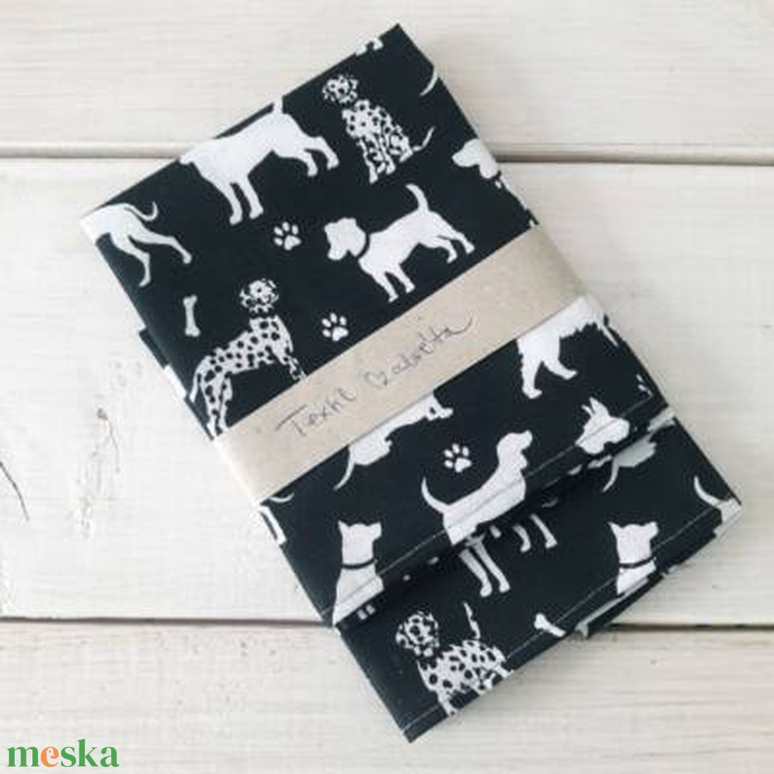 Textil szalvéta 2db, fekete-fehér kutyás - otthon & életmód - konyhafelszerelés, tálalás - konyhai textil - szalvéta - Meska.hu