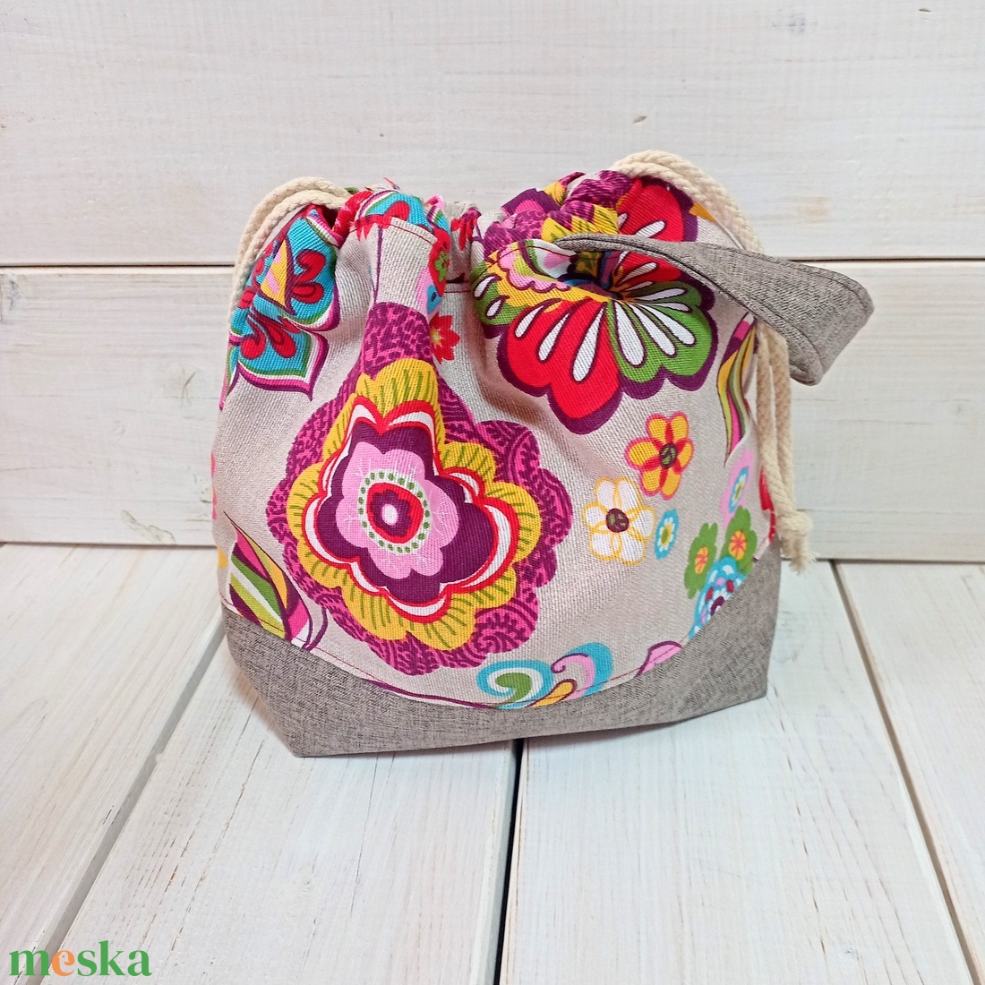 Project bag - Retro virágos - táska & tok - neszesszer - Meska.hu