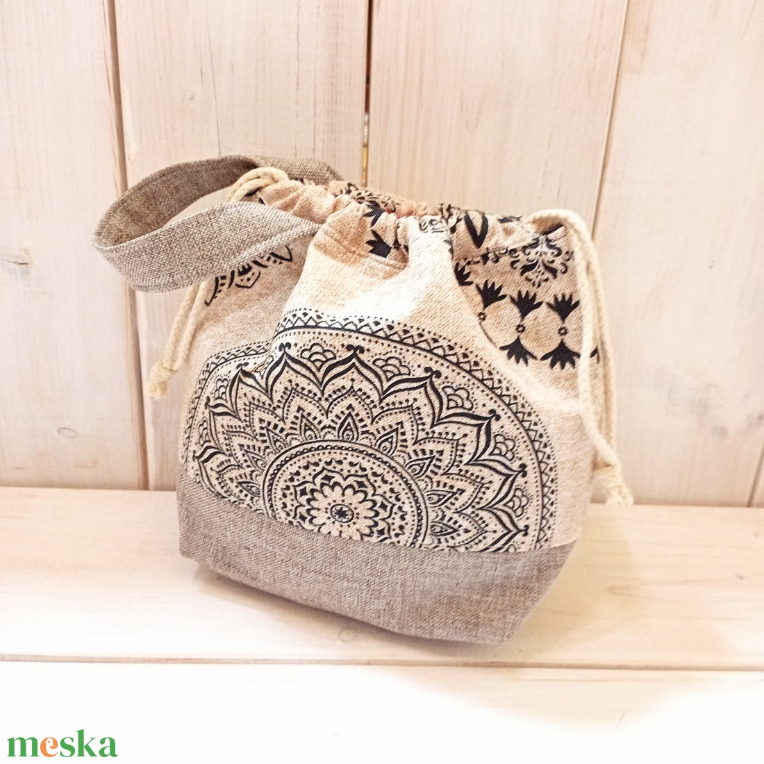 Project bag - Beige, mandala mintás - táska & tok - bevásárlás & shopper táska - shopper, textiltáska, szatyor - Meska.hu Project bag - Beige, mandala mintás - táska & tok - bevásárlás & shopper táska - shopper, textiltáska, szatyor - Meska.hu