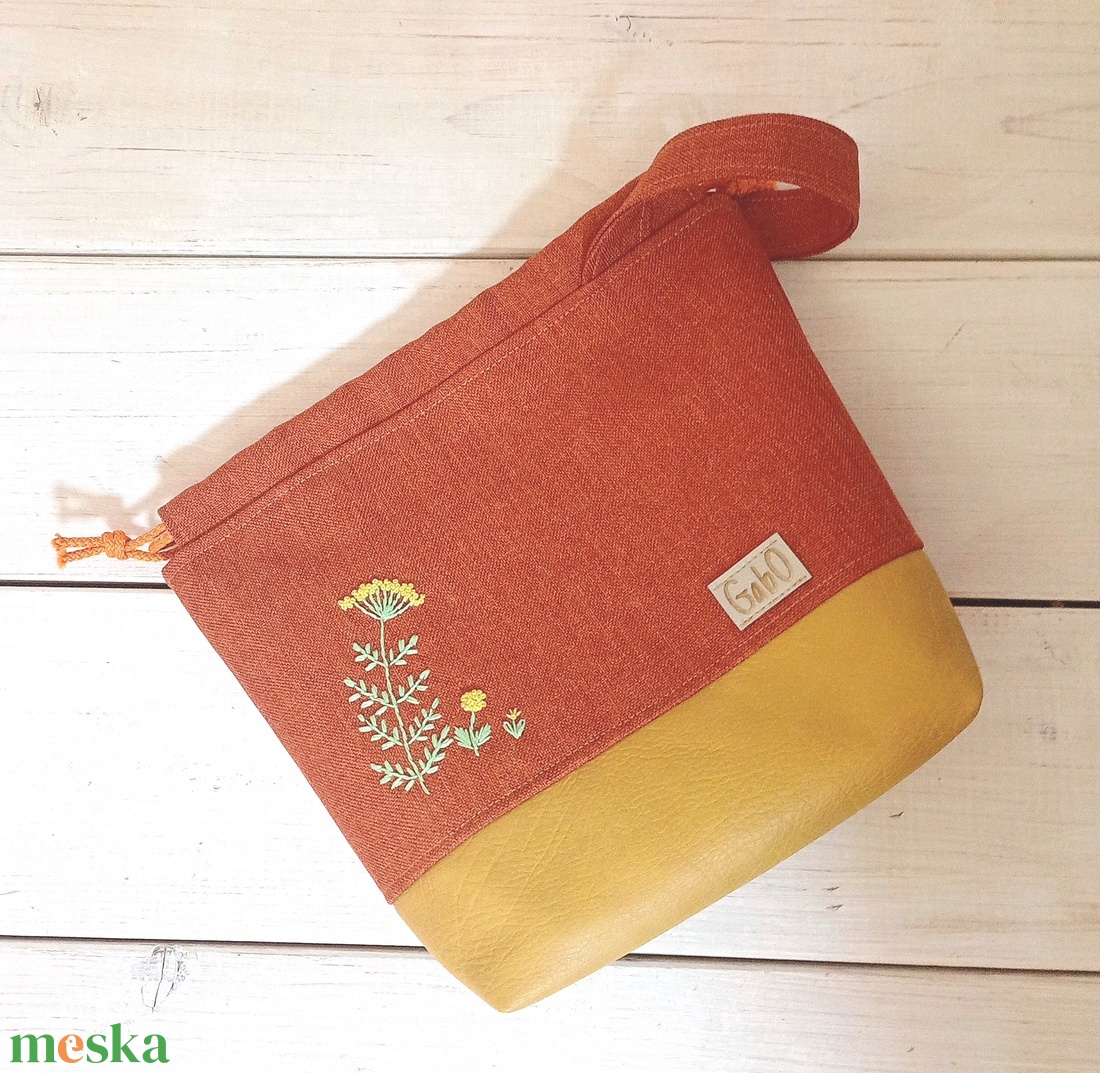 Project bag - Hímzett virágos, narancs - mustár - táska & tok - bevásárlás & shopper táska - shopper, textiltáska, szatyor - Meska.hu Project bag - Hímzett virágos, narancs - mustár - táska & tok - bevásárlás & shopper táska - shopper, textiltáska, szatyor - Meska.hu