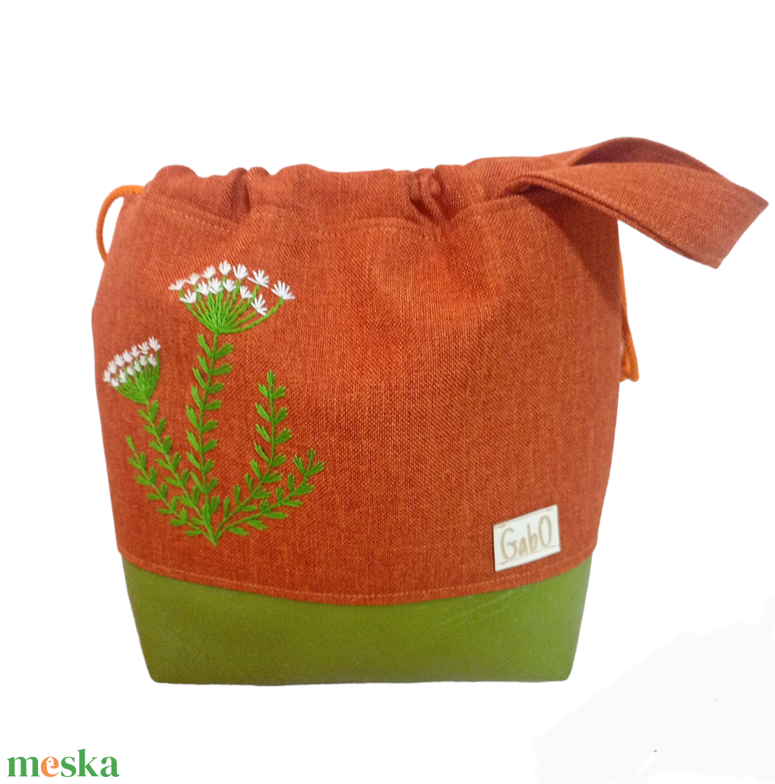 Project bag - Hímzett virágos, narancs - zöld -fehér - táska & tok - bevásárlás & shopper táska - shopper, textiltáska, szatyor - Meska.hu Project bag - Hímzett virágos, narancs - zöld -fehér - táska & tok - bevásárlás & shopper táska - shopper, textiltáska, szatyor - Meska.hu