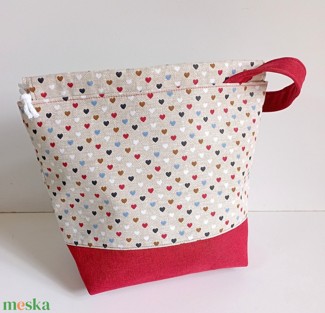Project bag - Apró szivecskés - táska & tok - bevásárlás & shopper táska - shopper, textiltáska, szatyor - Meska.hu Project bag - Apró szivecskés - táska & tok - bevásárlás & shopper táska - shopper, textiltáska, szatyor - Meska.hu