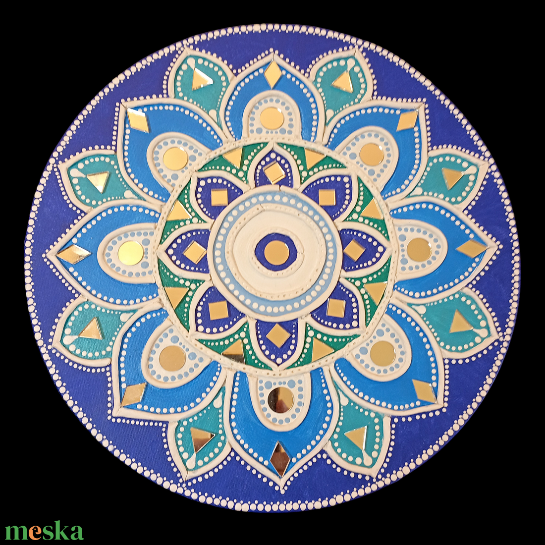 Mandala kép Kék-türkiz, tükörmozaikkal - otthon & életmód - dekoráció - spiritualitás - mandala - Meska.hu