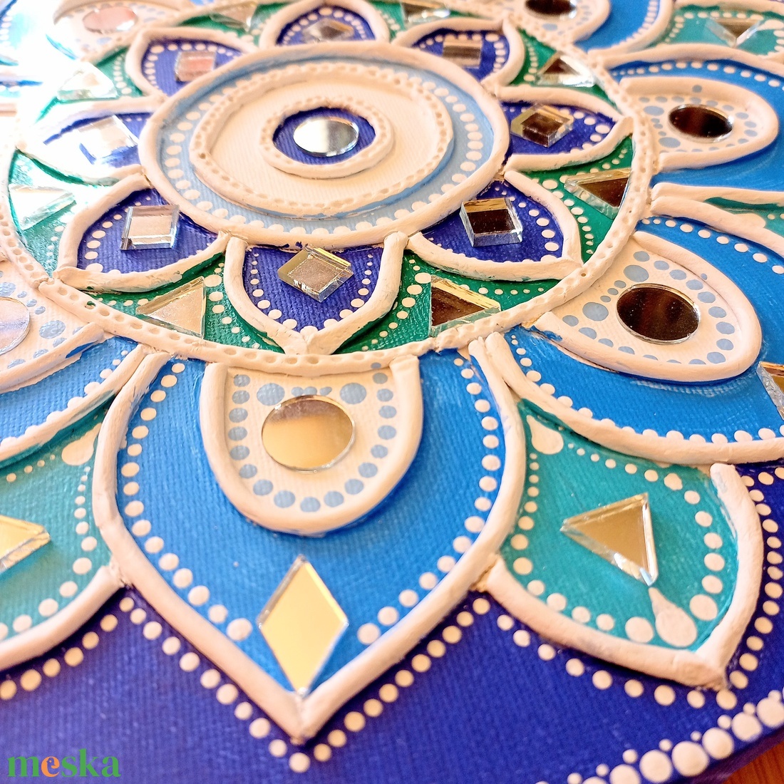 Mandala kép Kék-türkiz, tükörmozaikkal - otthon & életmód - dekoráció - spiritualitás - mandala - Meska.hu
