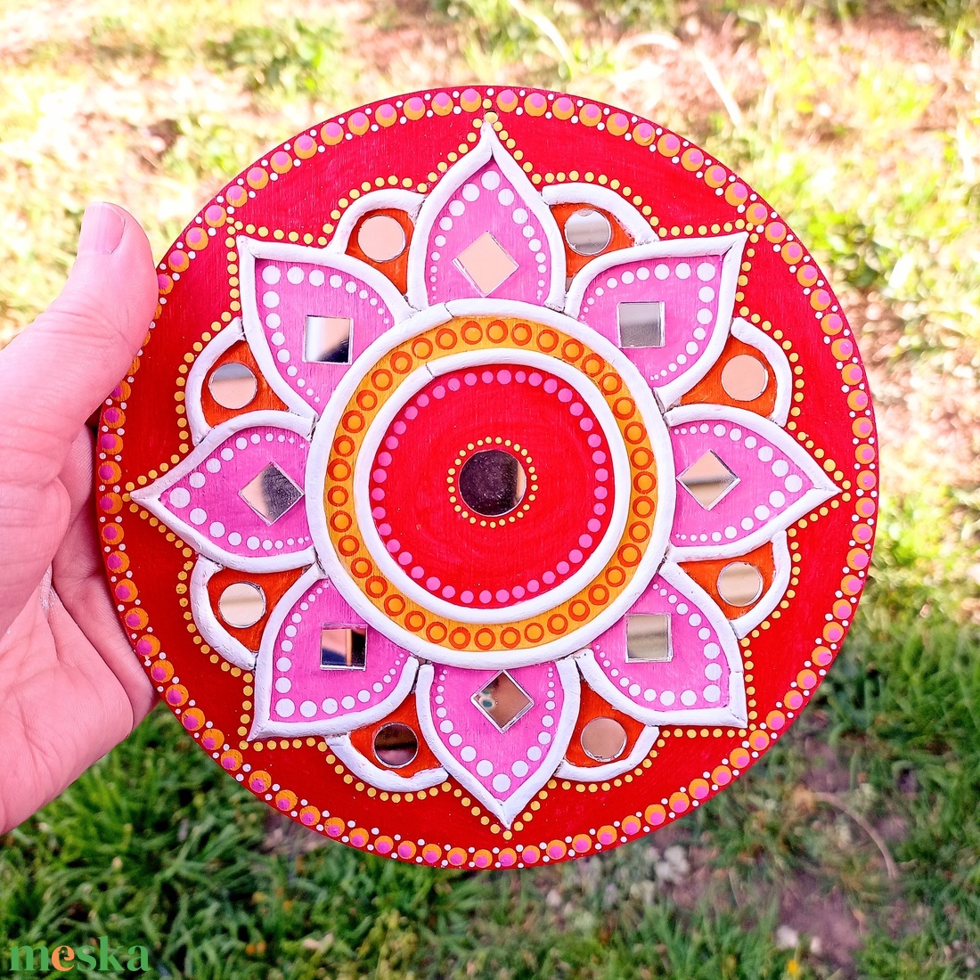 Mandala kép, gyertyatartó piros-pink-sárga virág, tükörmozaikkal - otthon & életmód - dekoráció - spiritualitás - mandala - Meska.hu Mandala kép, gyertyatartó piros-pink-sárga virág, tükörmozaikkal - otthon & életmód - dekoráció - spiritualitás - mandala - Meska.hu