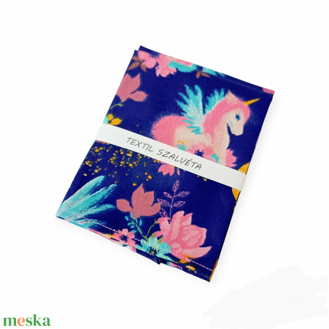 Textil szalvéta 2db, Sötétkék, unikornisos - otthon & életmód - konyhafelszerelés, tálalás - konyhai textil - szalvéta - Meska.hu
