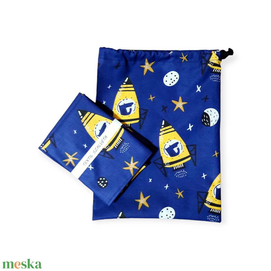 Tisztasági zsák és szalvéta (2db) szett, oviba, suliba, Rakétás - játék & sport - ovis felszerelés - egyéb ovis kiegészítő - Meska.hu