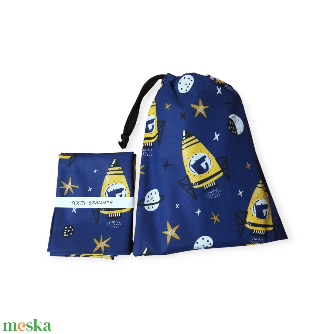 Tisztasági zsák és szalvéta (2db) szett, oviba, suliba, Rakétás - játék & sport - ovis felszerelés - egyéb ovis kiegészítő - Meska.hu